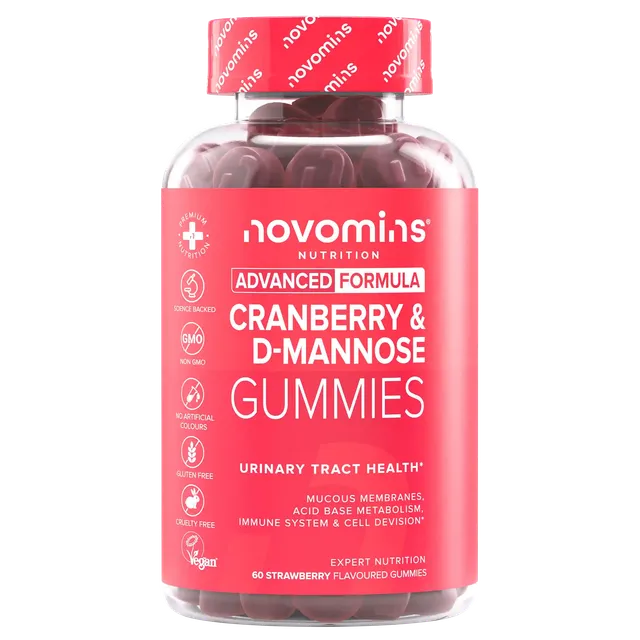 Novomins Santé intestinale Gummies Canneberge & D-Mannose fraise