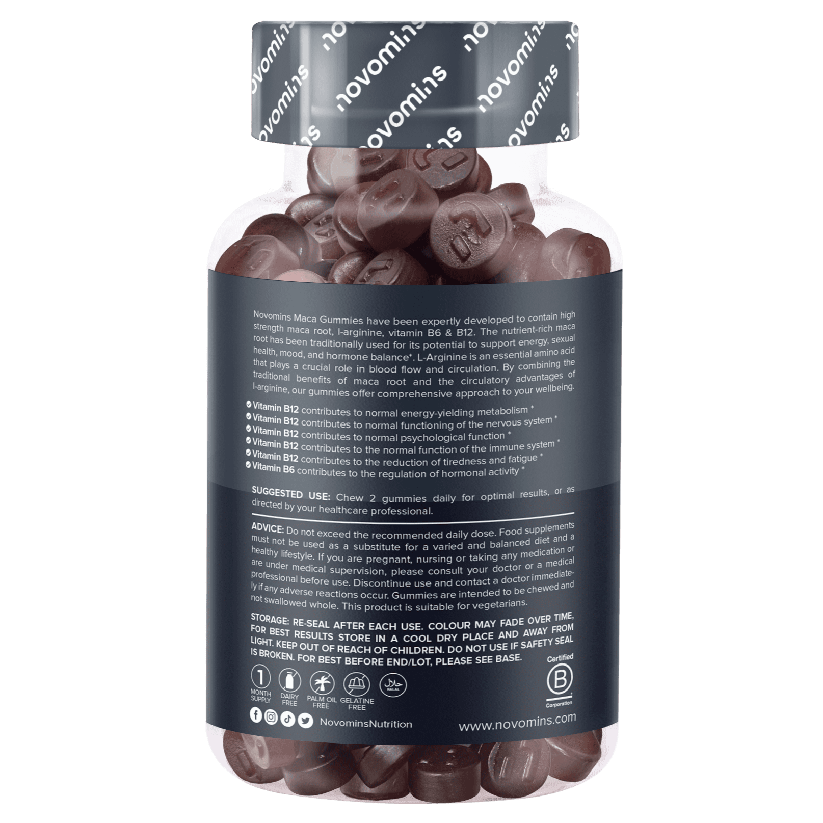 Novomins Libido Gummies de Maca noire énergie B12