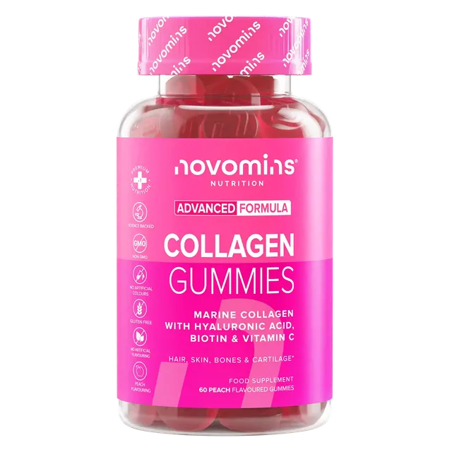 Novomins Cheveux peau ongles Gummies Collagène pêche marin
