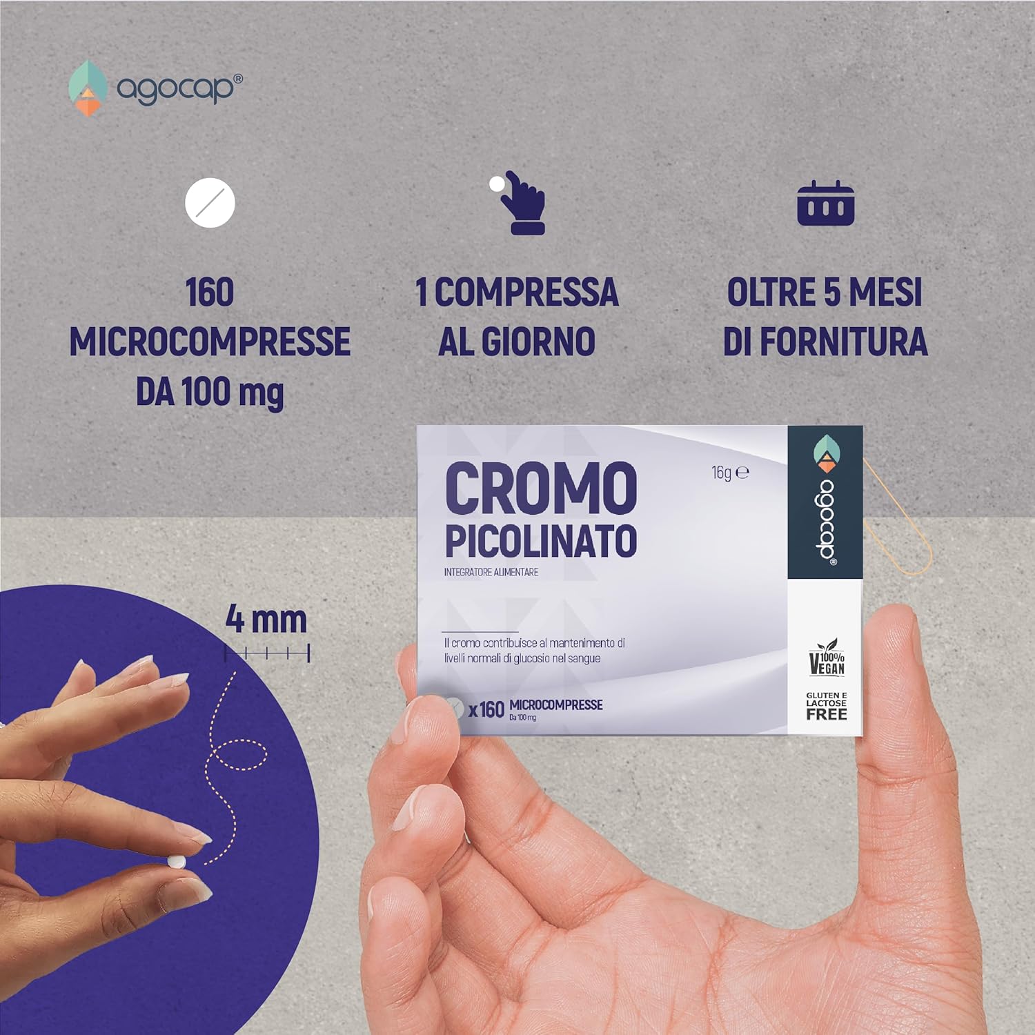 Agocap Vitamine e Minerali Chrome Picolinate gélules glycémie
