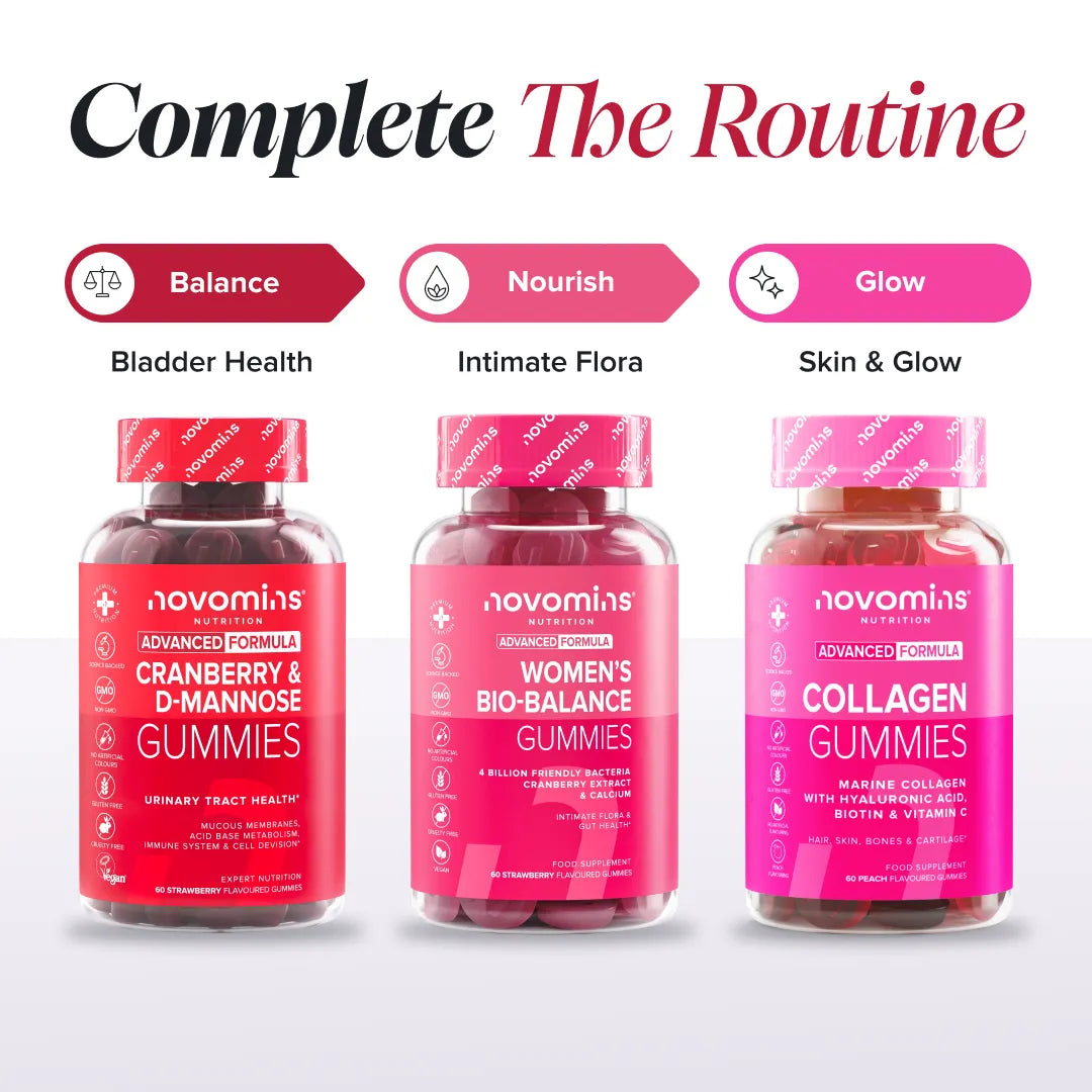 Novomins Santé intestinale Gummies Canneberge & D-Mannose fraise