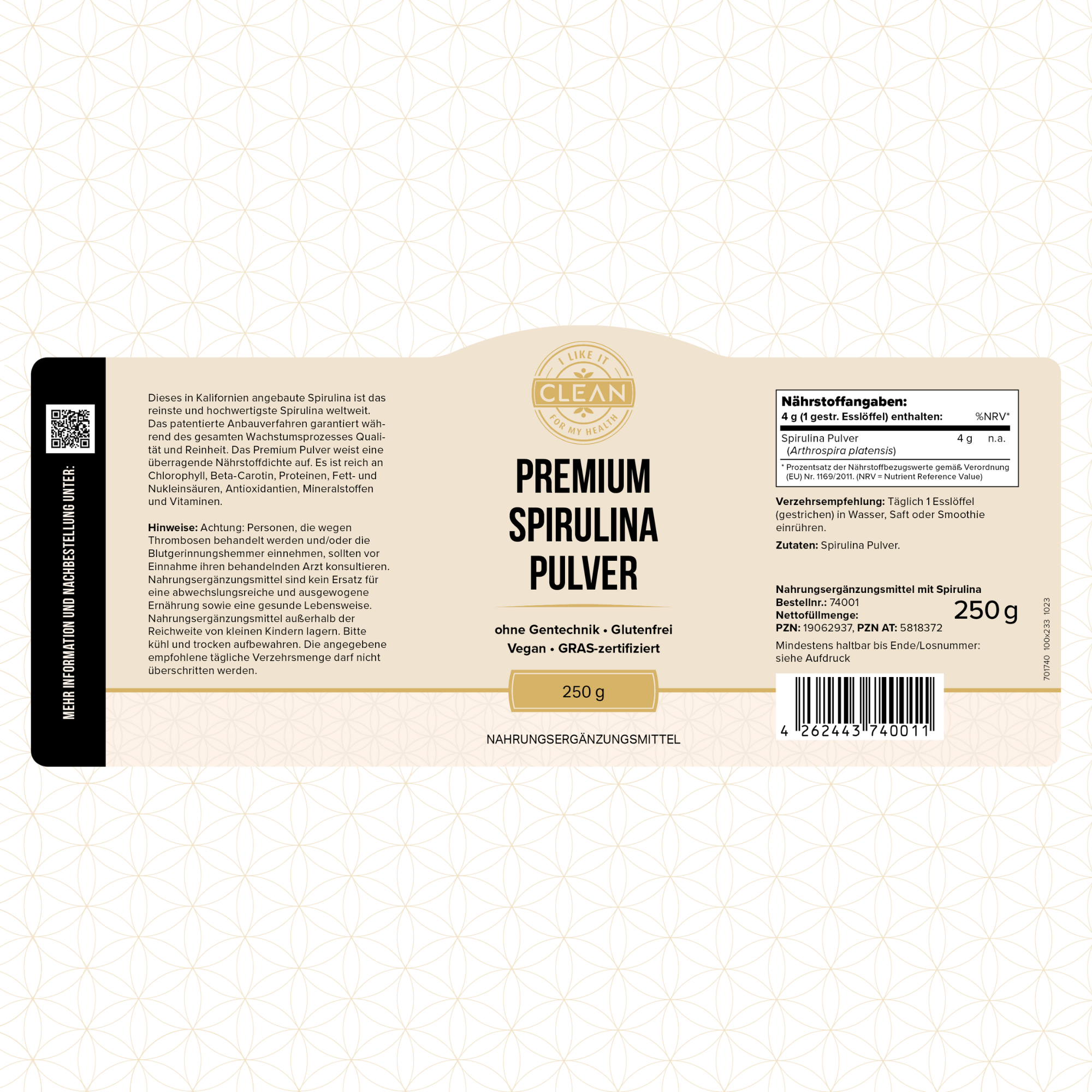 i like it clean Spiruline poudre 250 g protéines vegan
