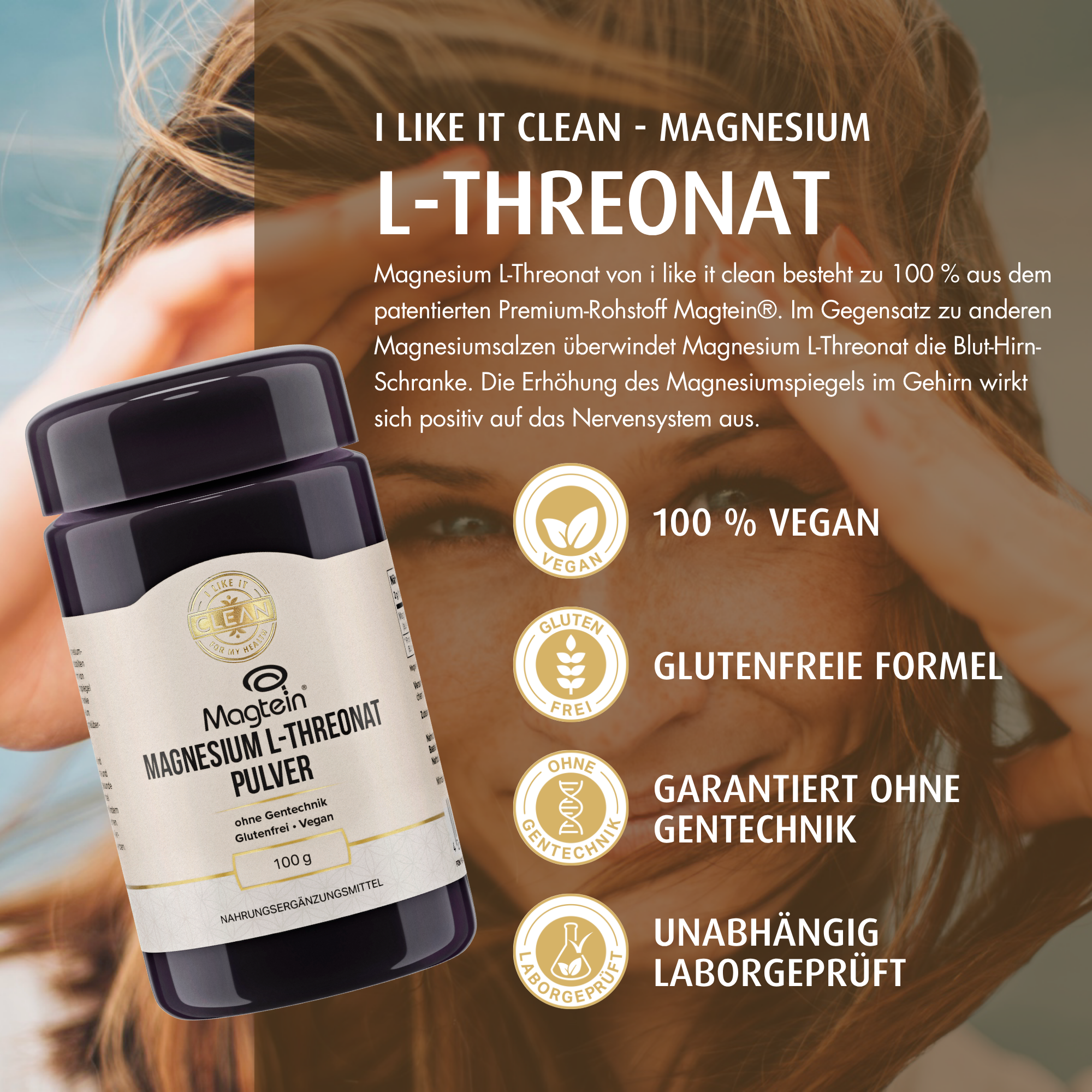 i like it clean Magnésium L-Thréonate poudre 100 g énergie