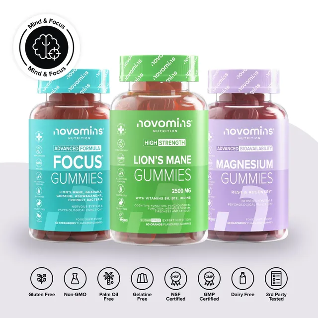 Novomins Pack Esprit & Concentration gummies cognitif