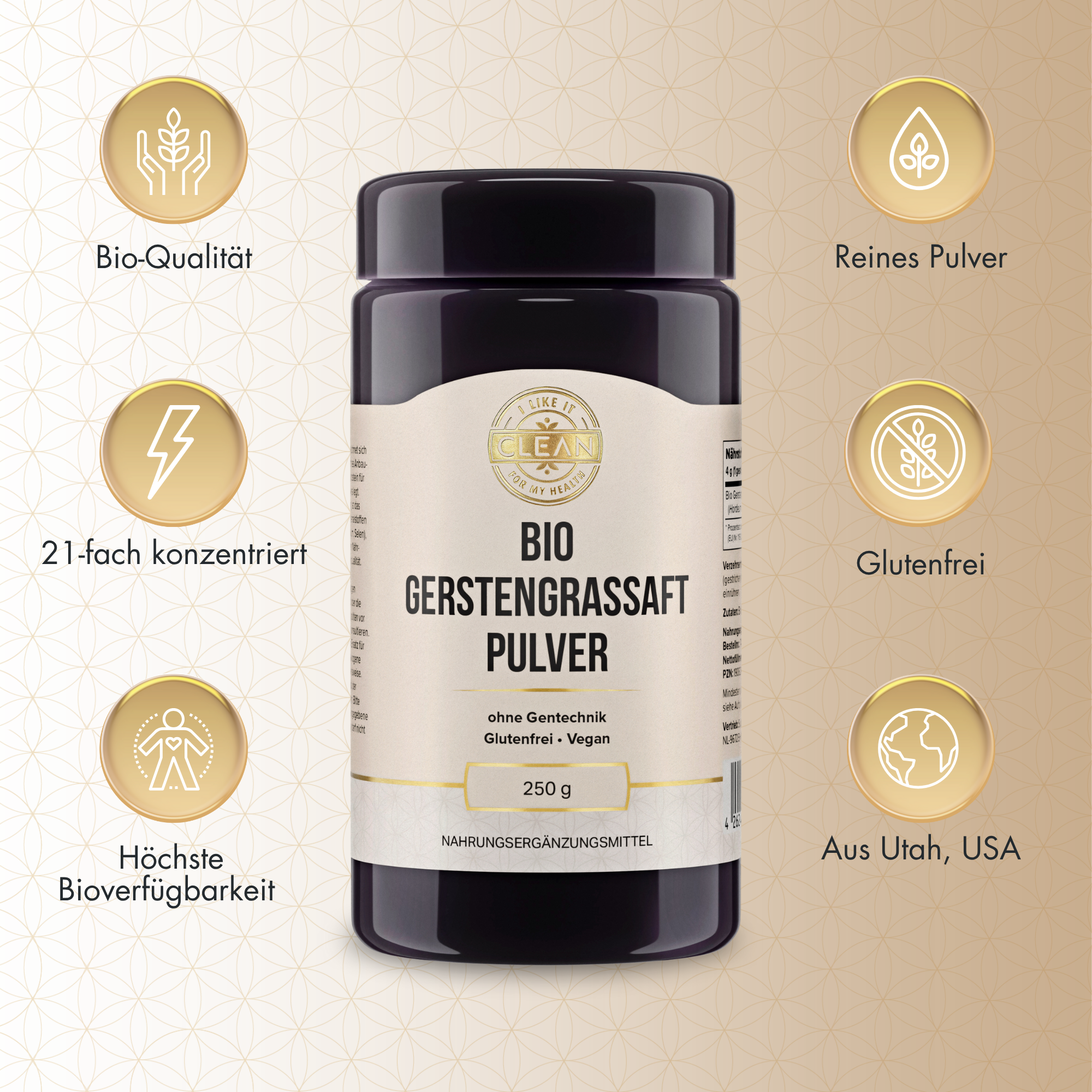 i like it clean Gerstengrassaft poudre jus d'orge bio 250 g