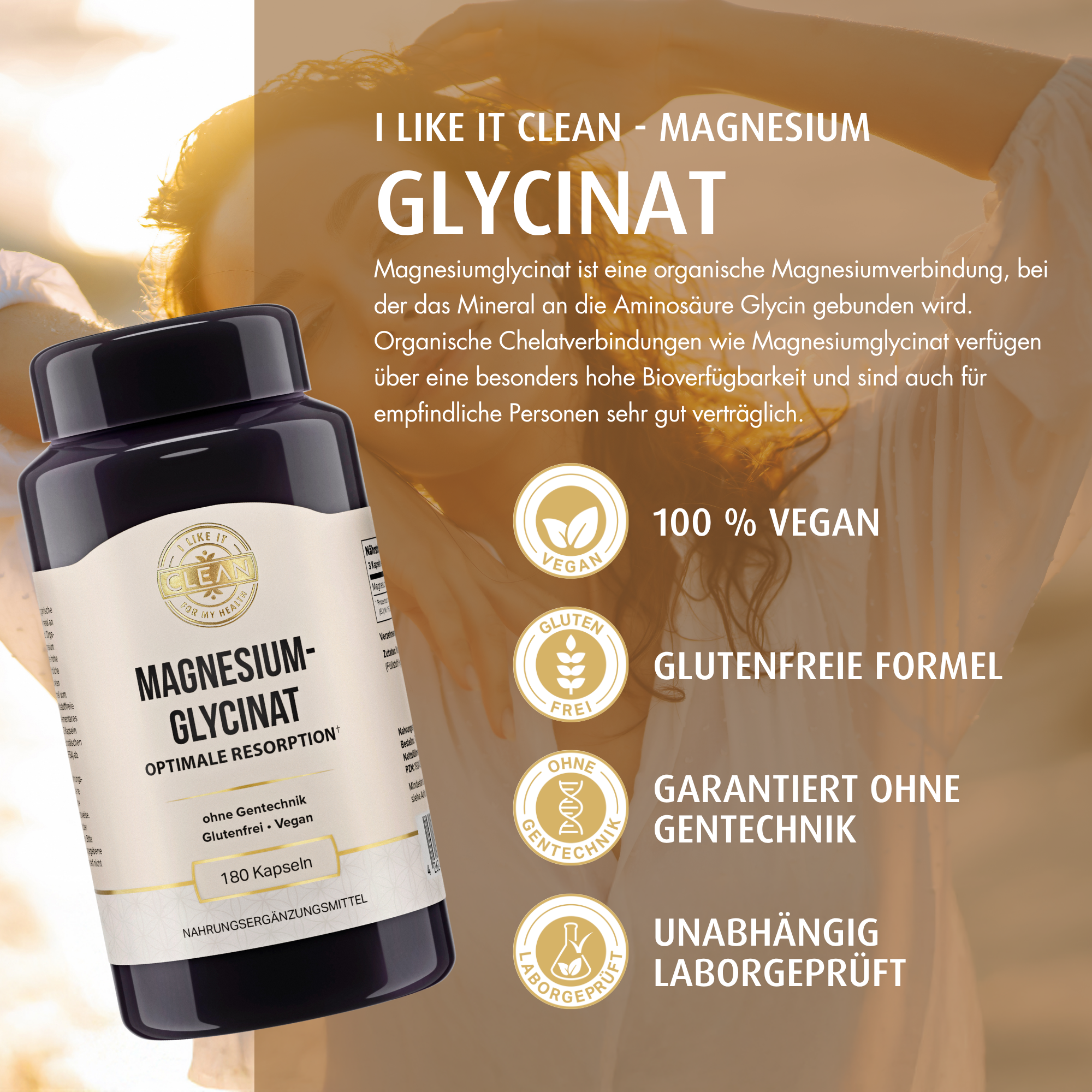 i like it clean Magnésium Glycinate gélules 180 muscles nerfs