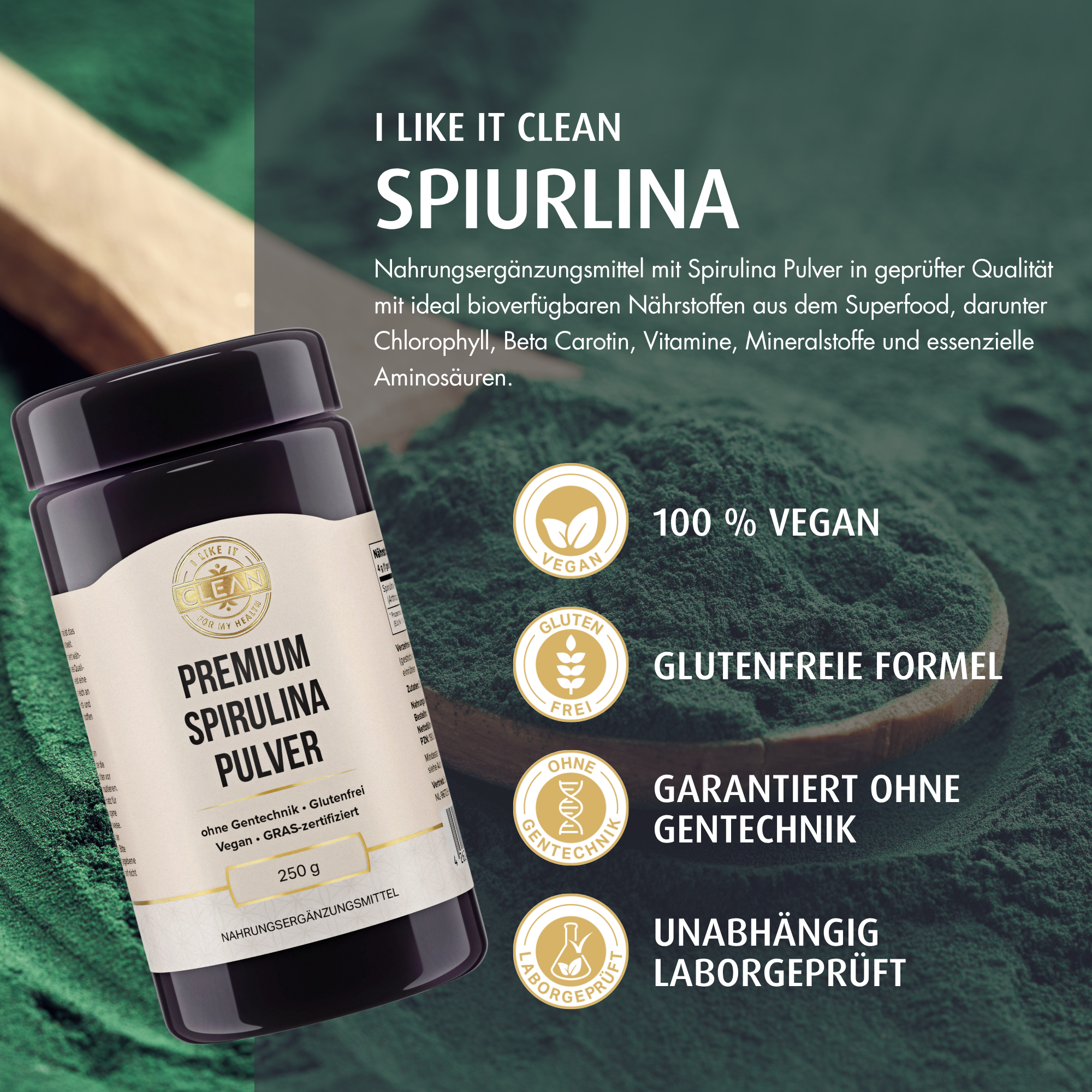 i like it clean Spiruline poudre 250 g protéines vegan