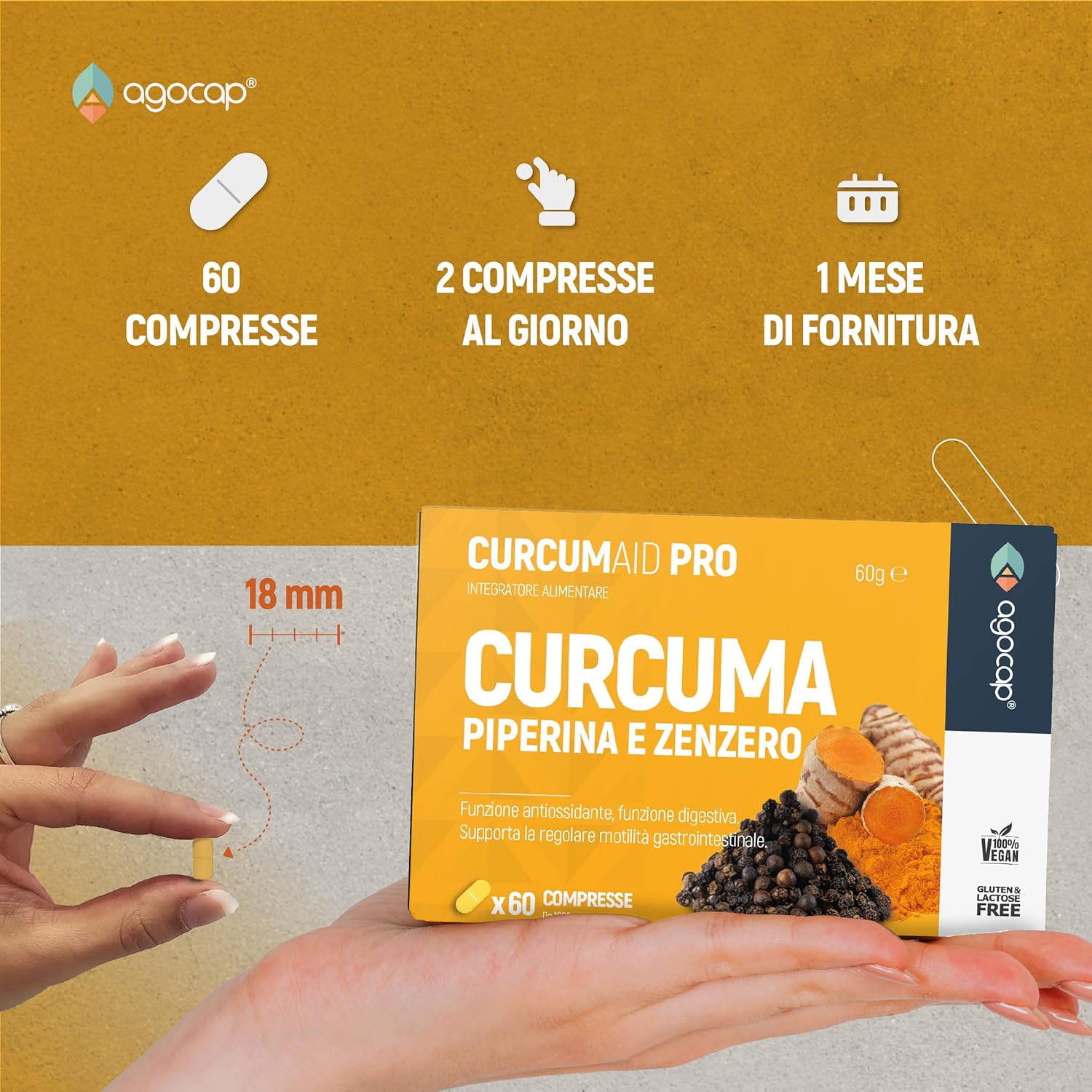 Agocap Curcumaid Pro curcuma complément digestion pipérine