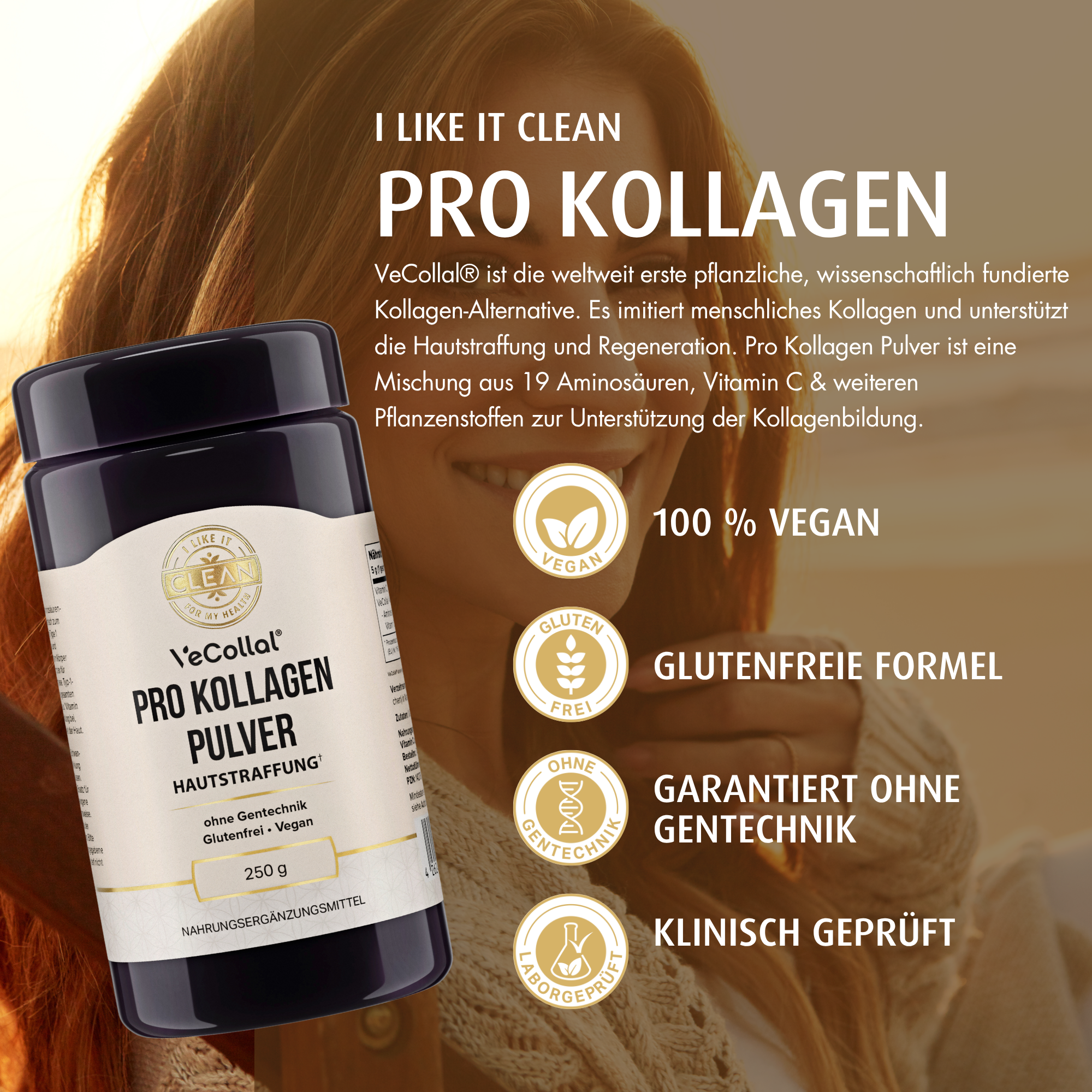 i like it clean Collagène poudre 250 g vegan peau VeCollal