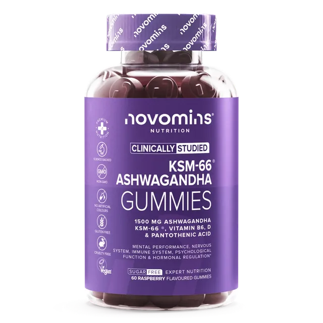 Novomins Esprit & humeur Gummies KSM-66 Ashwagandha framboise