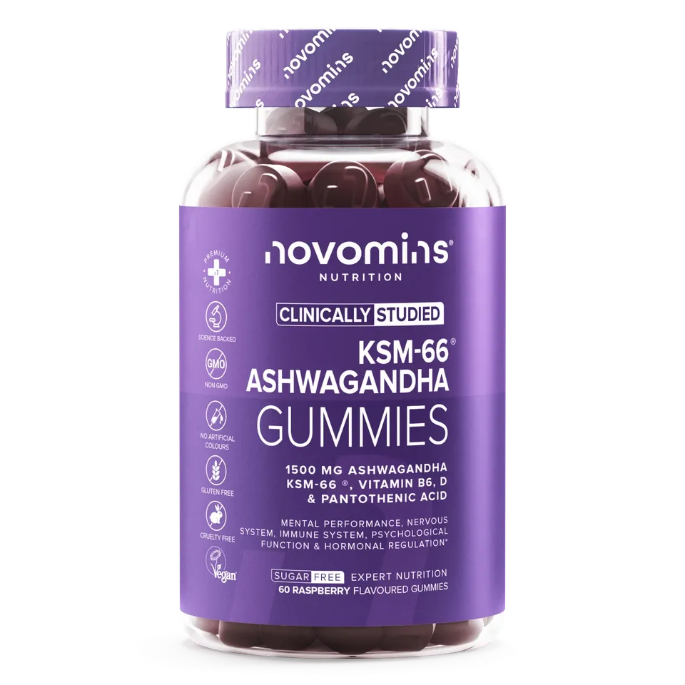 Novomins Esprit & humeur Gummies KSM-66 Ashwagandha framboise
