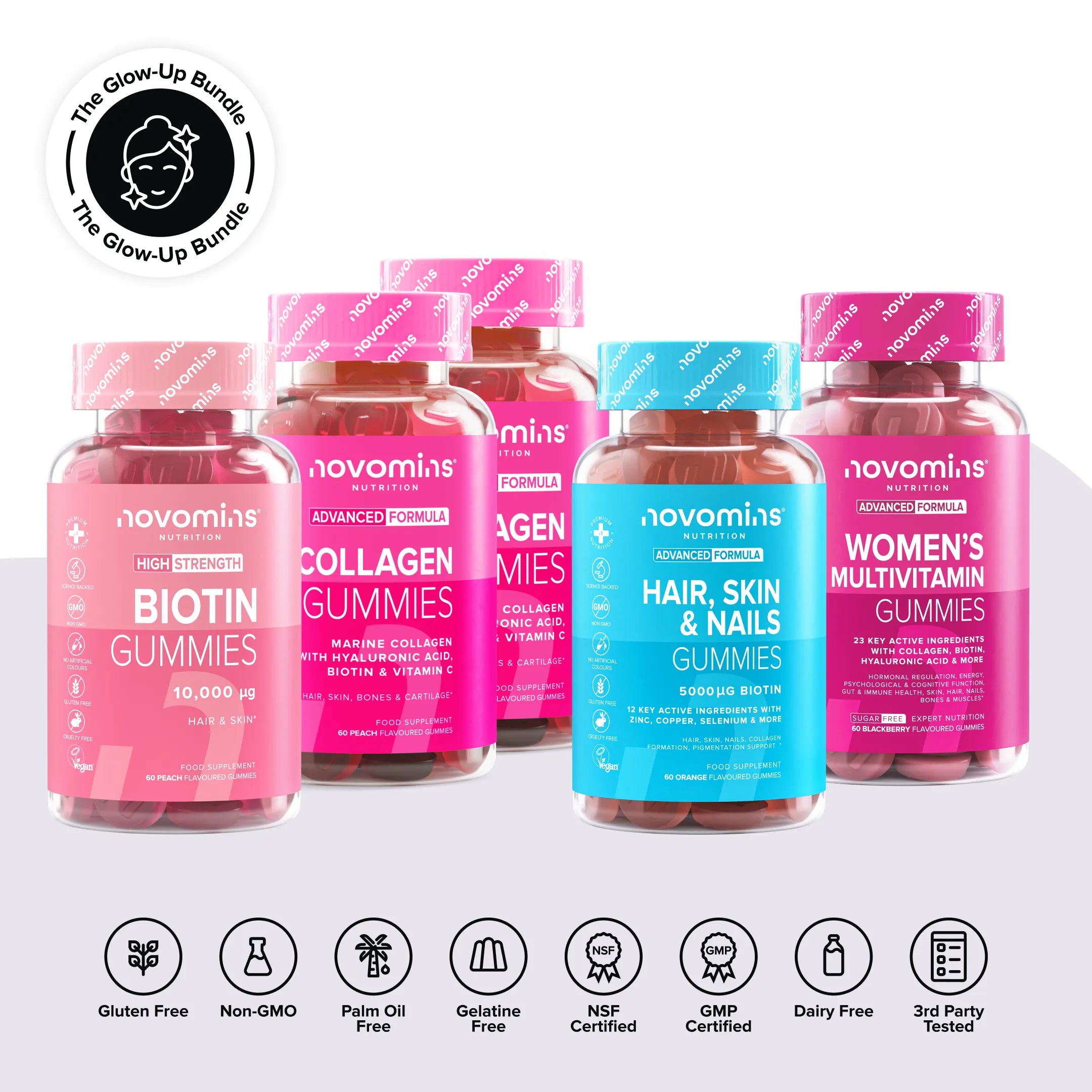 Novomins Glow-Up Femmes coffret 4 gummies collagène