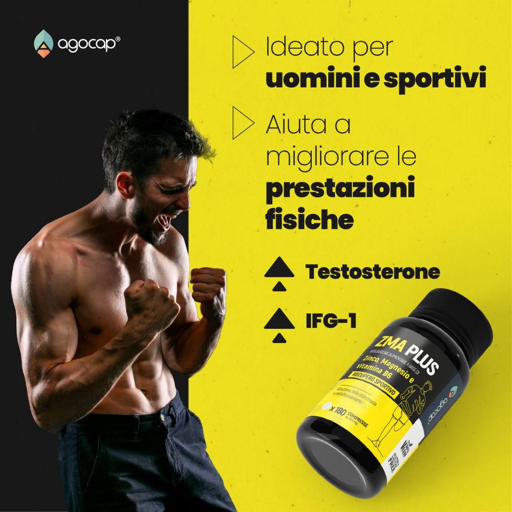 Agocap ZMA Plus zinc magnésium B6 complément 180 gélules sport