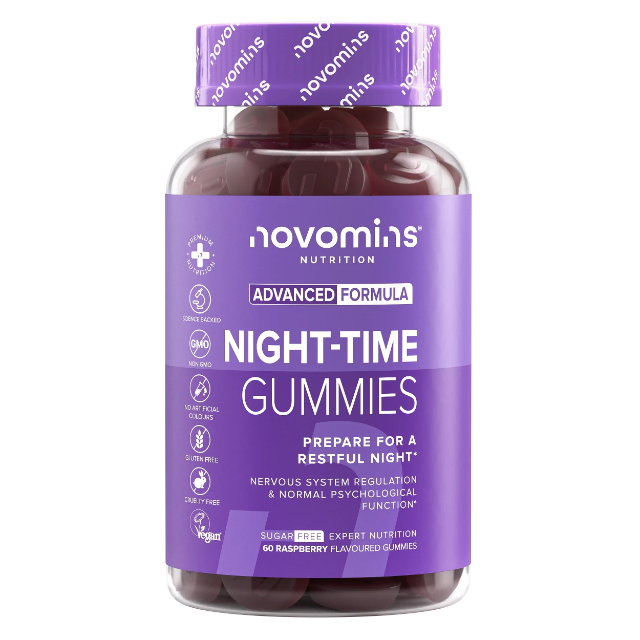 Novomins Sommeil Gummies Sommeil nuit framboise sans sucre