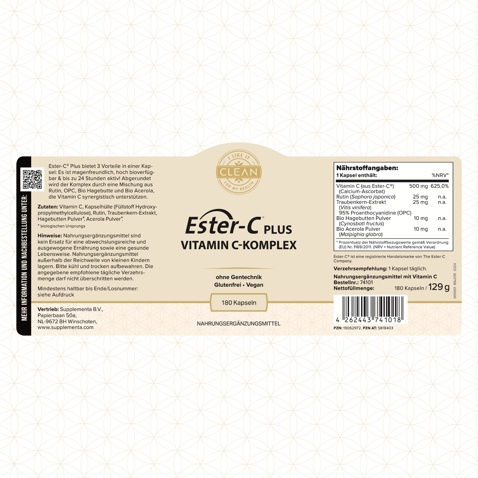 i like it clean Ester-C Plus gélules 180 vitamine C 500 mg