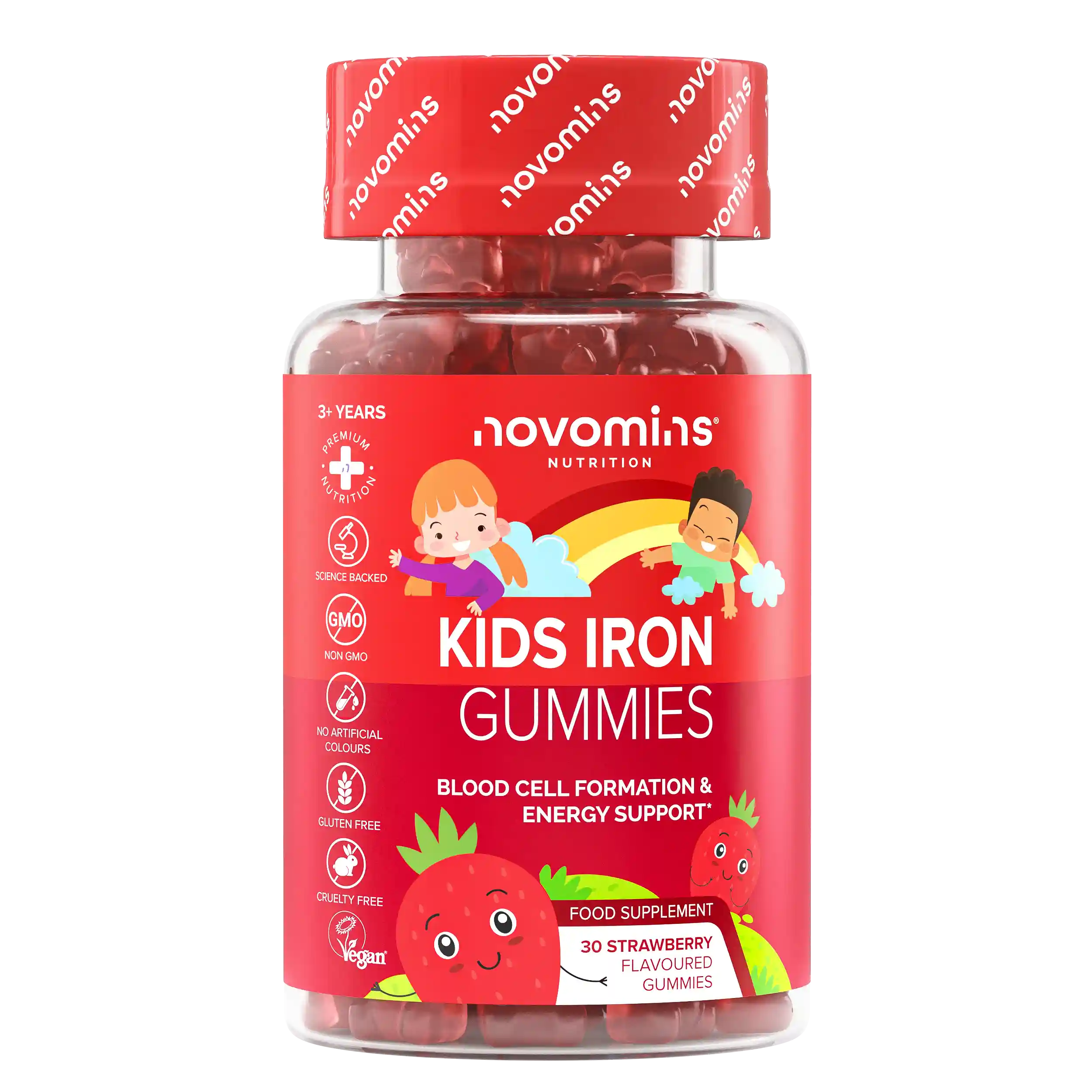 Novomins Croissance Gummies Fer Enfants fraise vitamine C