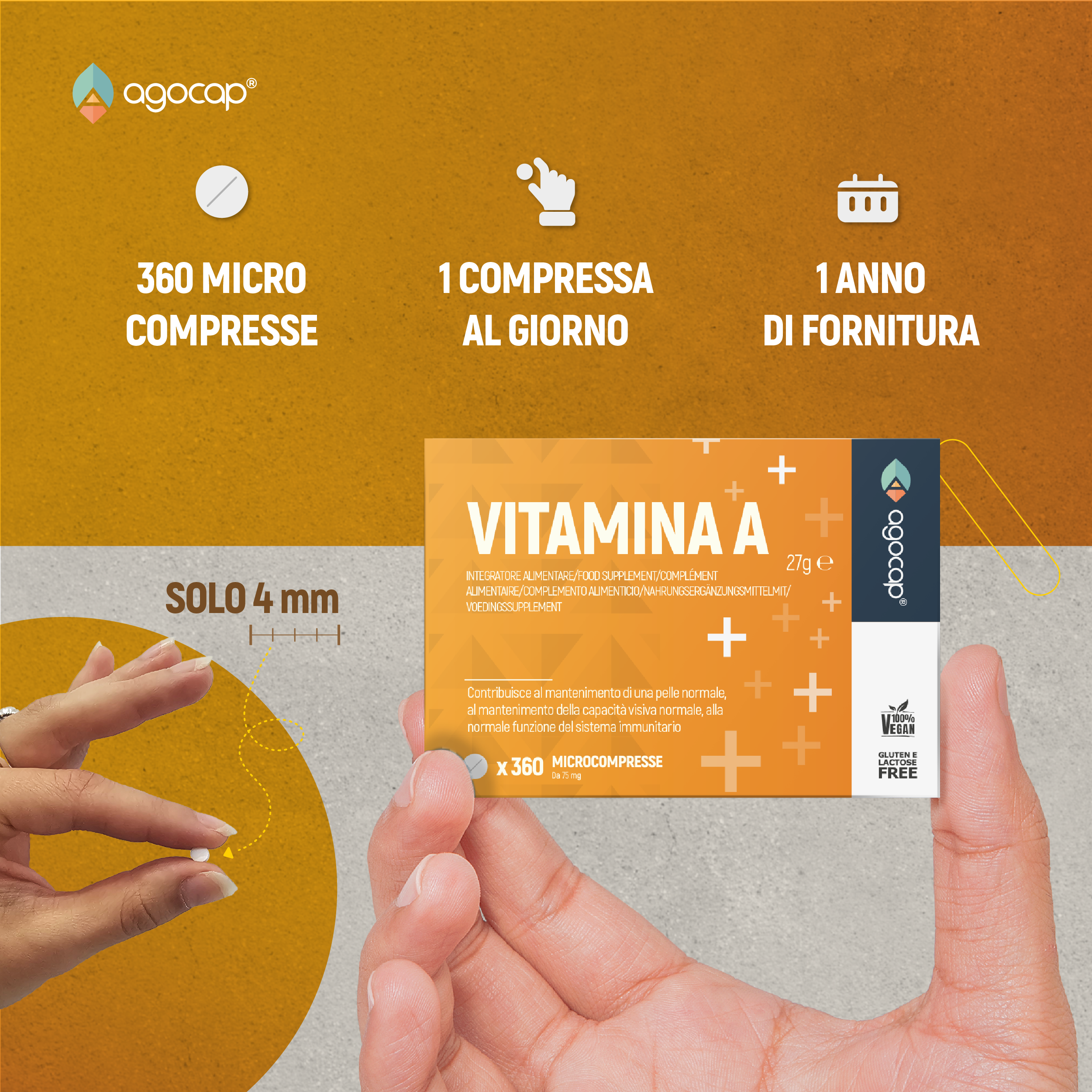 Agocap Vitamine e Minerali Vitamine A 1200 mcg comprimés 360