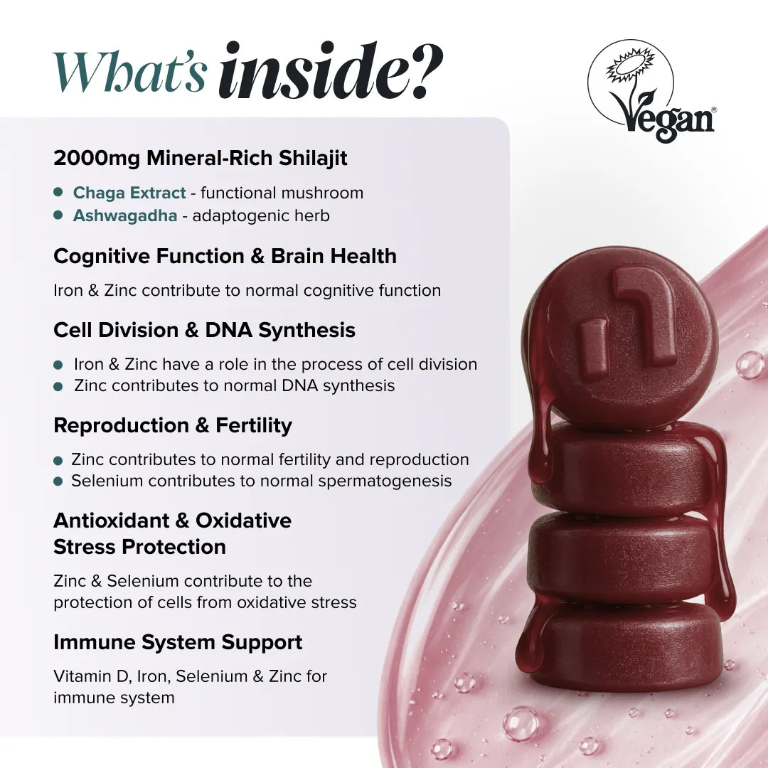 Novomins Énergie Gummies de shilajit fer ashwagandha