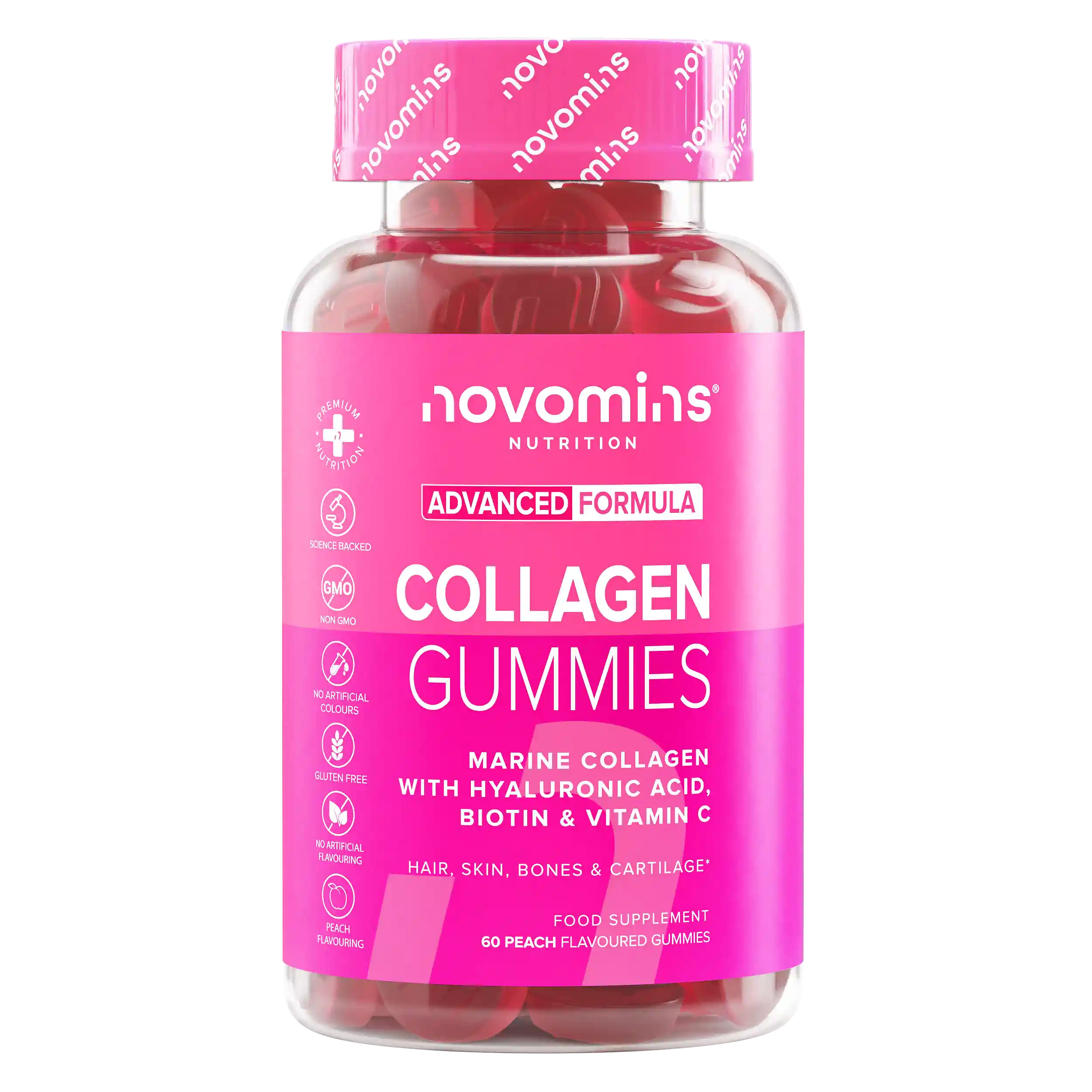 Novomins Cheveux peau ongles Gummies Collagène pêche marin