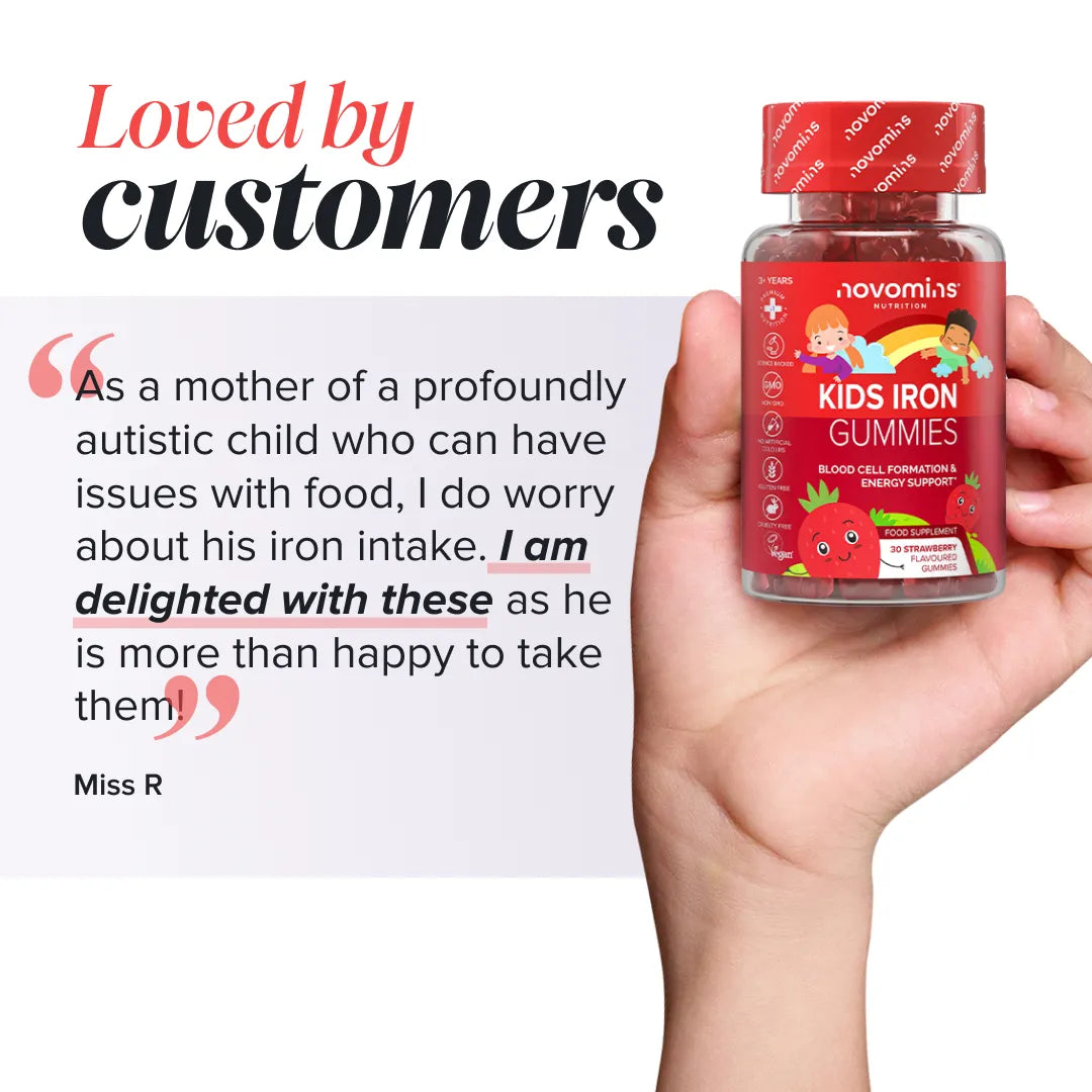 Novomins Croissance Gummies Fer Enfants fraise vitamine C