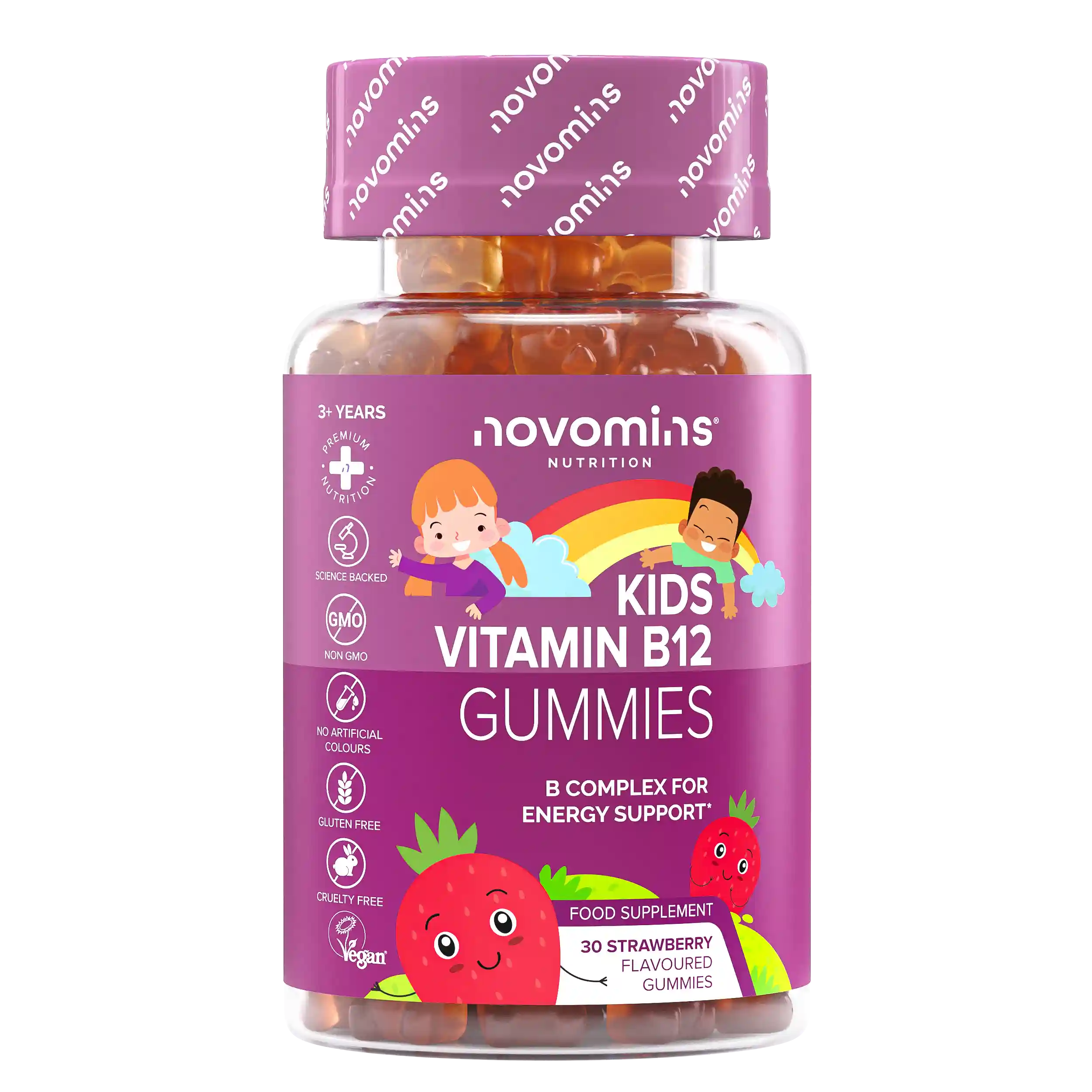 Novomins Complexe B Enfants gummies fraise 8 vitamines