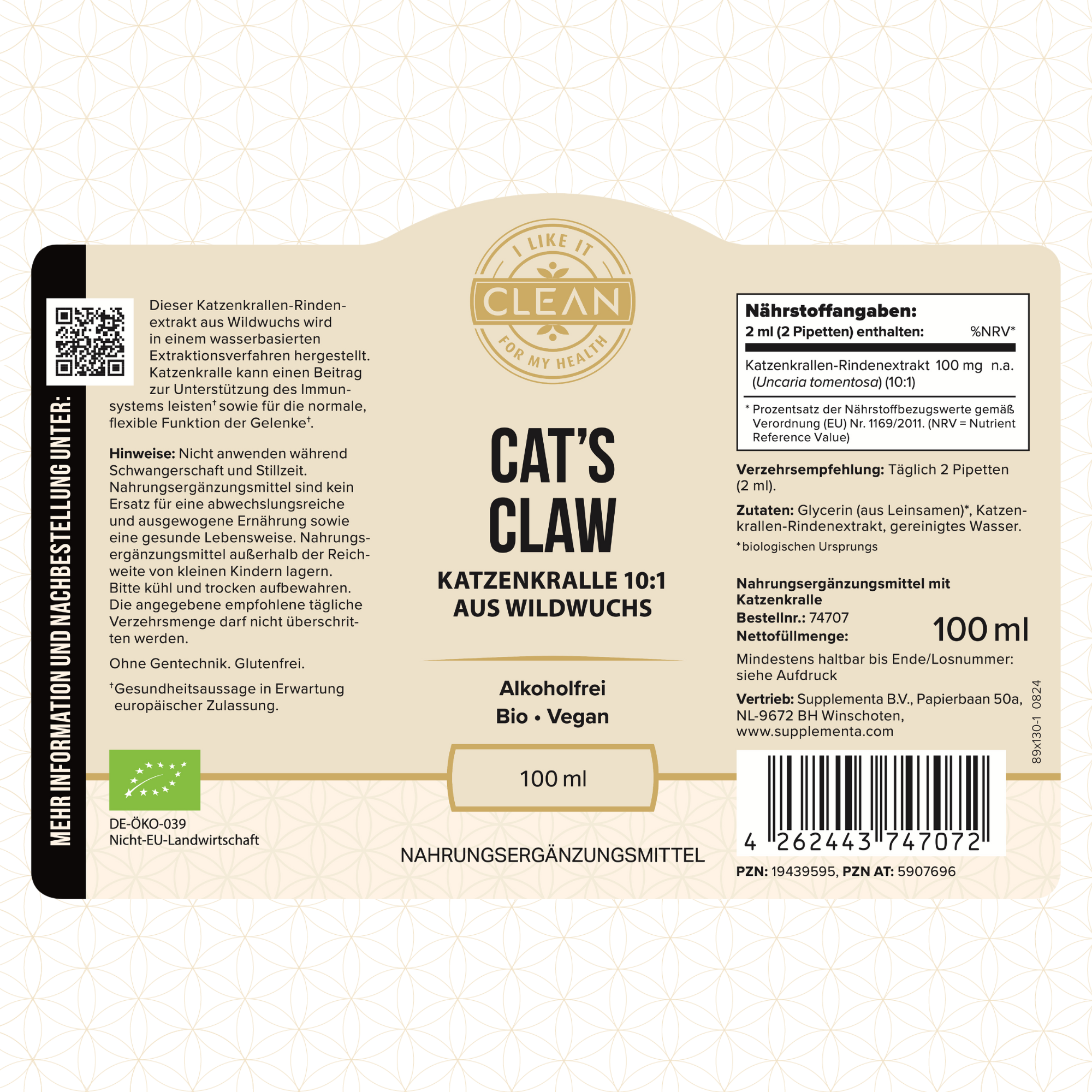 i like it clean Katzenkralle extrait liquide griffe de chat 100 ml