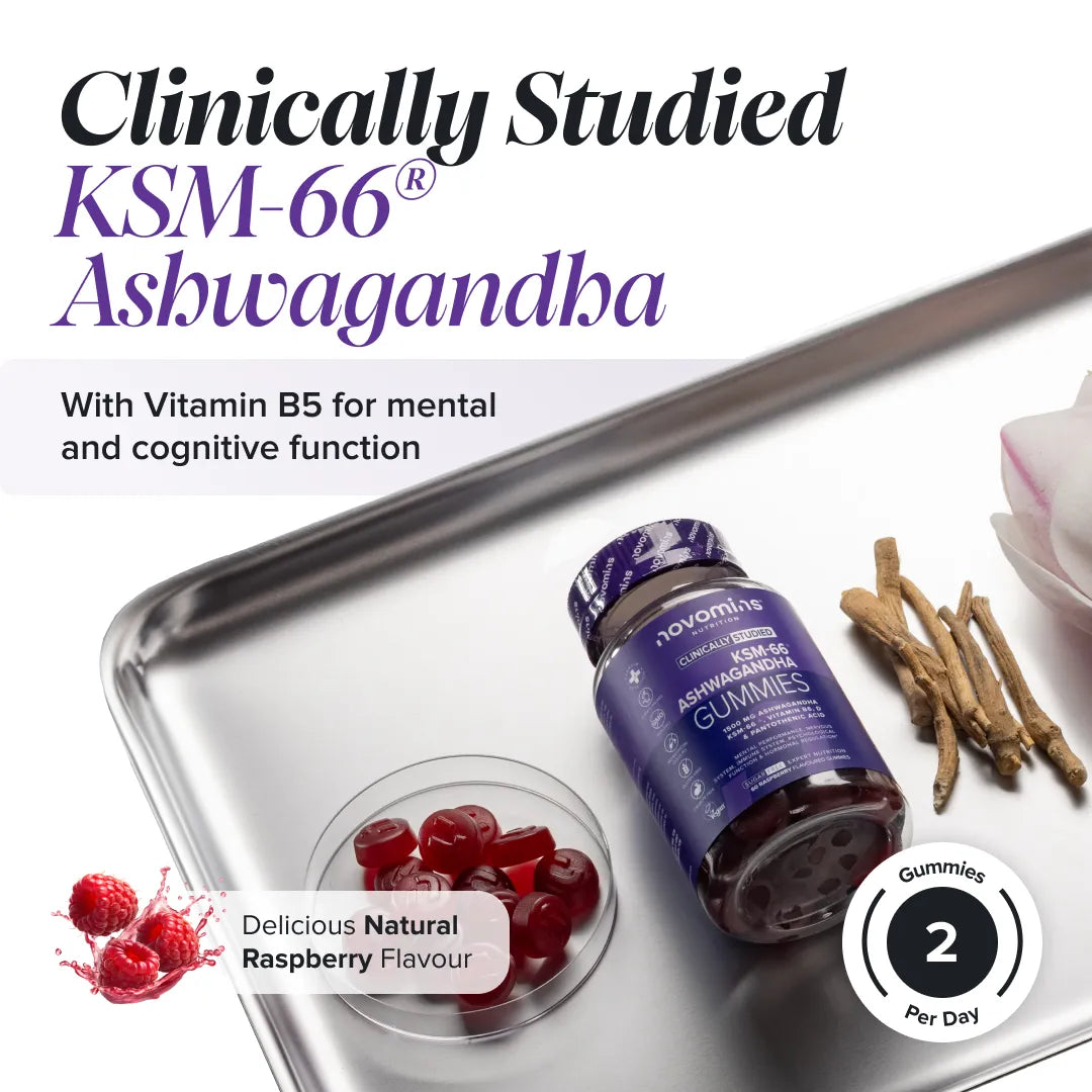 Novomins Esprit & humeur Gummies KSM-66 Ashwagandha framboise