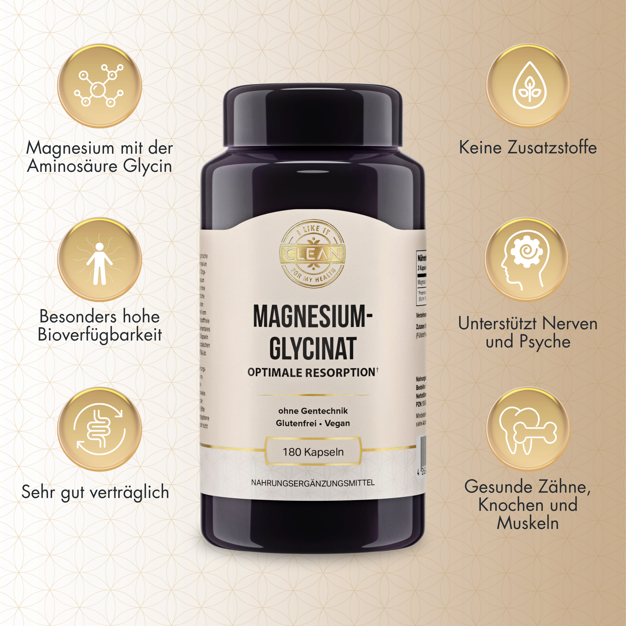 i like it clean Magnésium Glycinate gélules 180 muscles nerfs