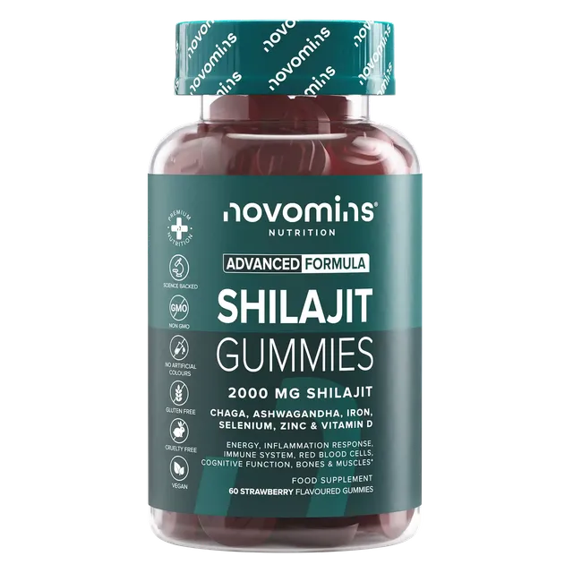 Novomins Énergie Gummies de shilajit fer ashwagandha