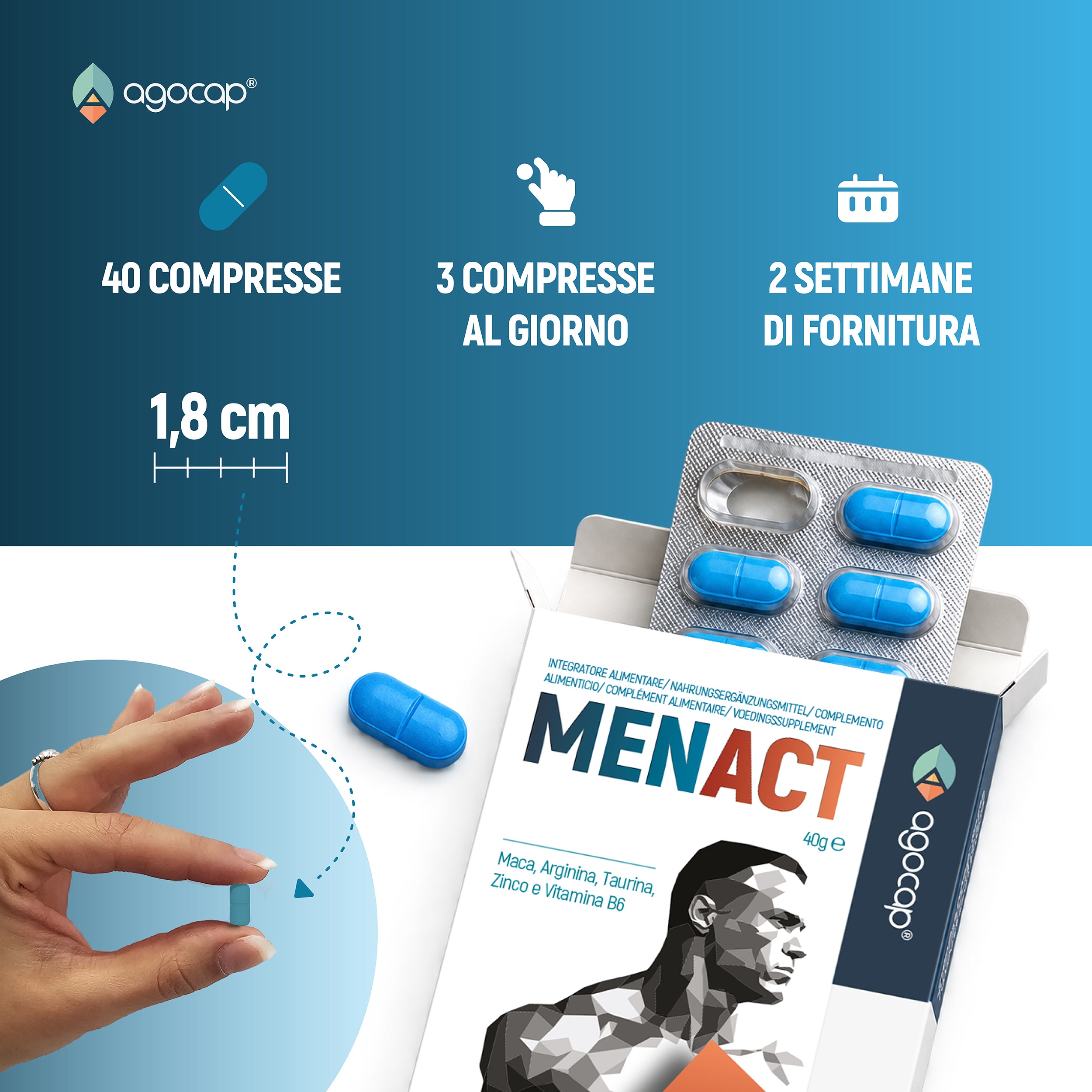 Agocap MENACT maca homme complément 40 gélules énergie