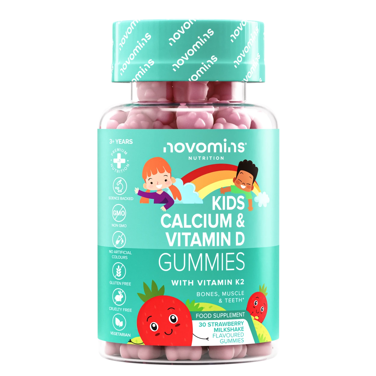 Novomins Croissance Gummies Calcium Vitamine D K2 Enfants Os