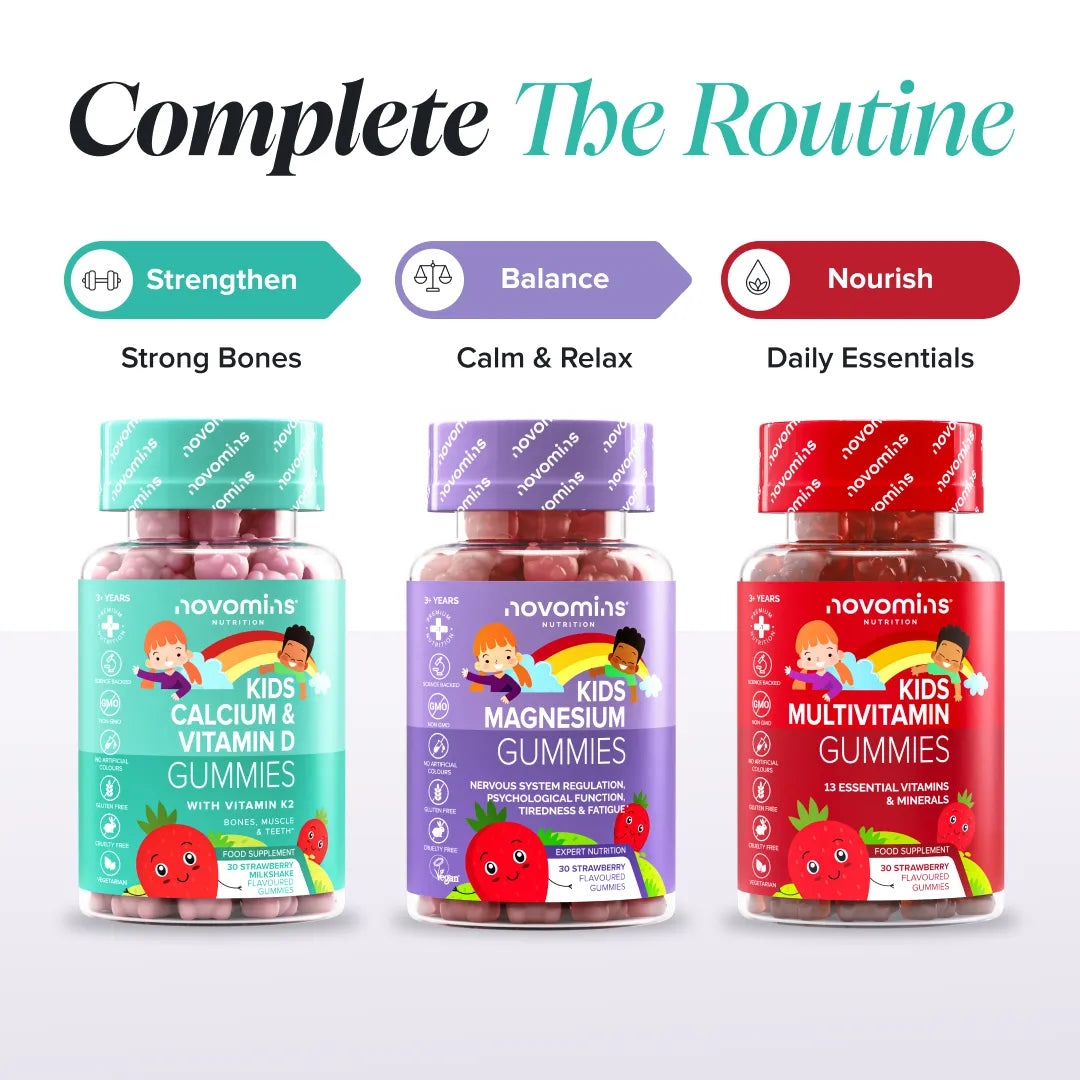 Novomins Croissance Gummies Calcium Vitamine D K2 Enfants Os