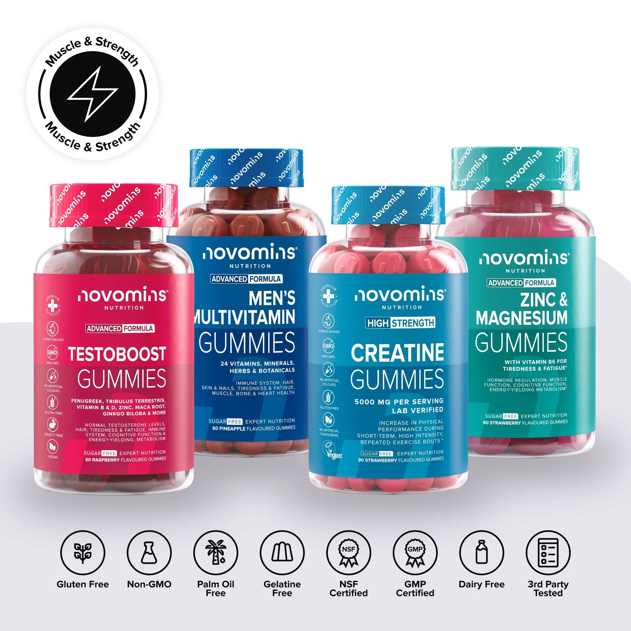 Novomins Muscle & Force Hommes Pack 4 Gummies
