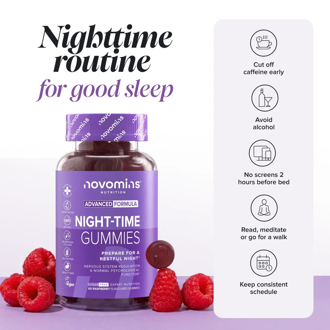 Novomins Sommeil Gummies Sommeil nuit framboise sans sucre