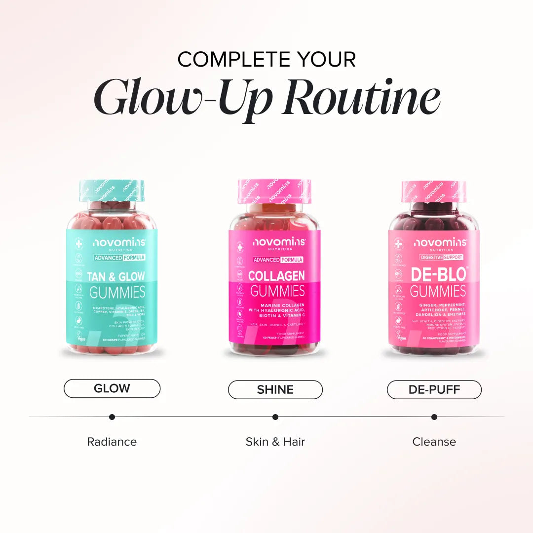 Novomins Cheveux peau ongles Tan & Glow Gummies éclat peau