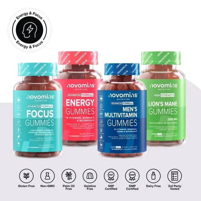 Novomins Coffrets Gummies Focus Énergie Homme coffret travail