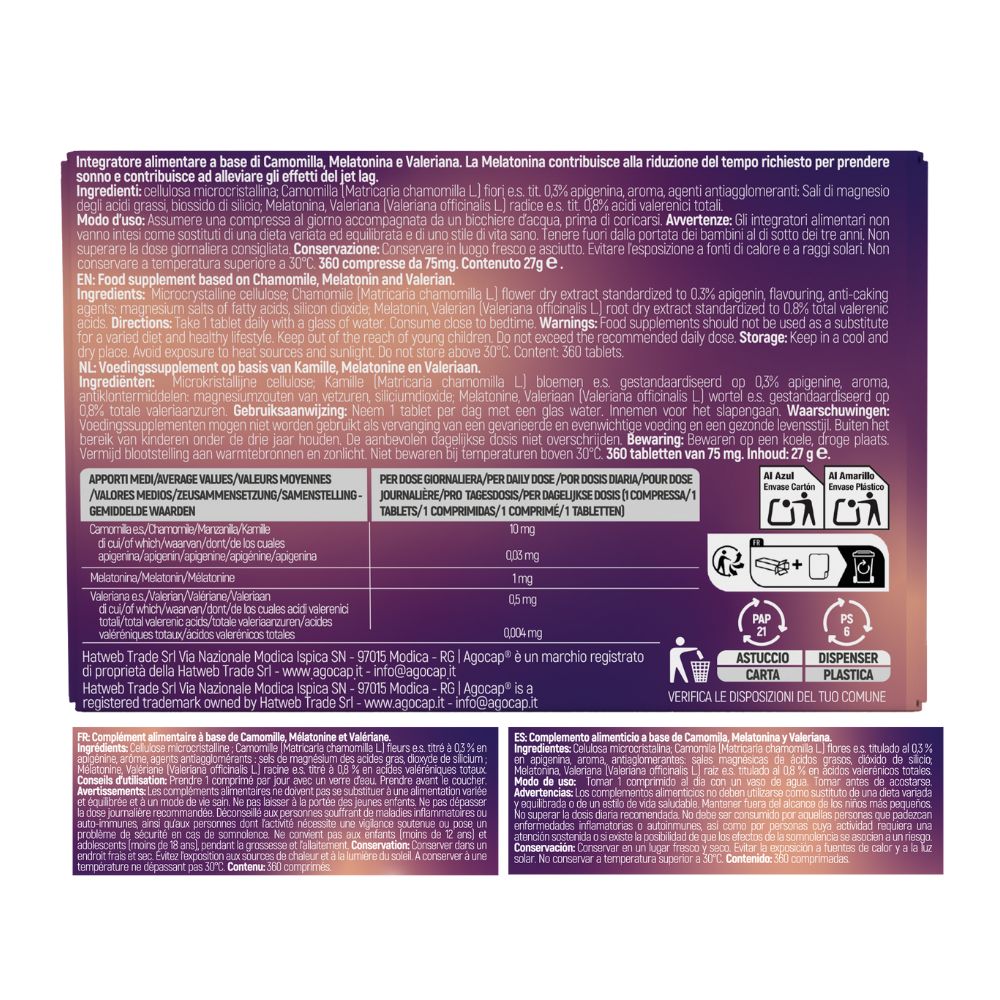 Agocap Stress e Stanchezza Melatonina Strong 1 mg sommeil