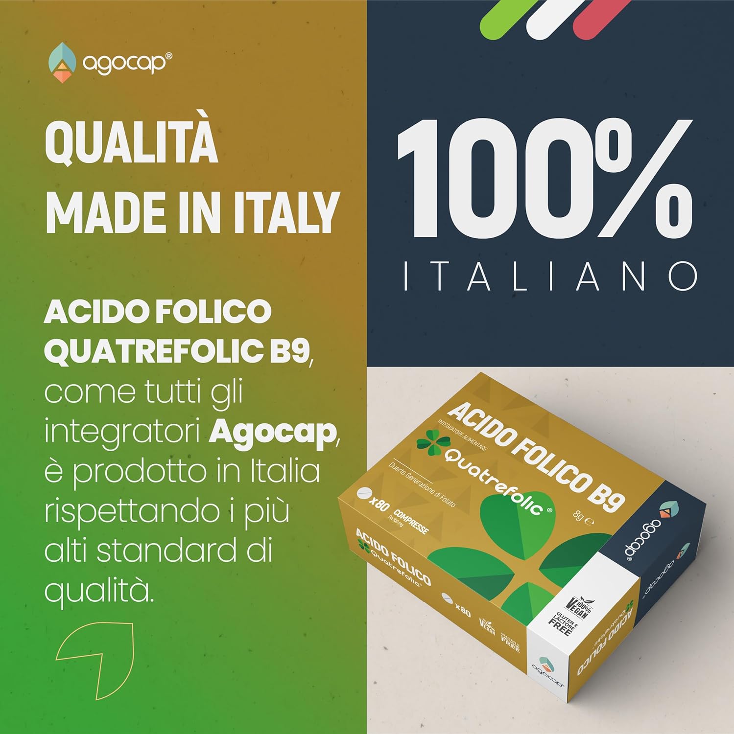 Agocap Quatrefolic acide folique complément 80 gélules B9