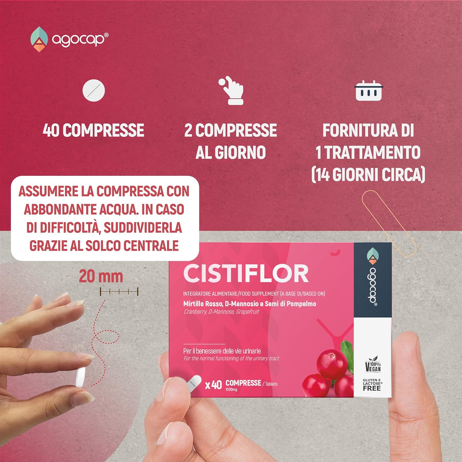 Agocap Cistiflor complément urinaire D-mannose 30 gélules