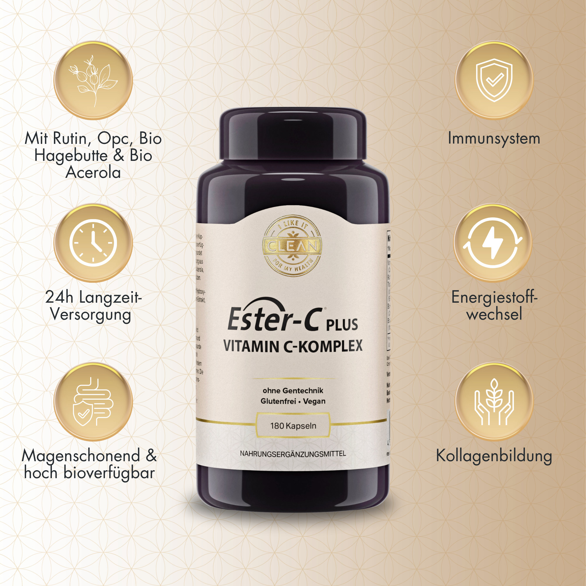 i like it clean Ester-C Plus gélules 180 vitamine C 500 mg