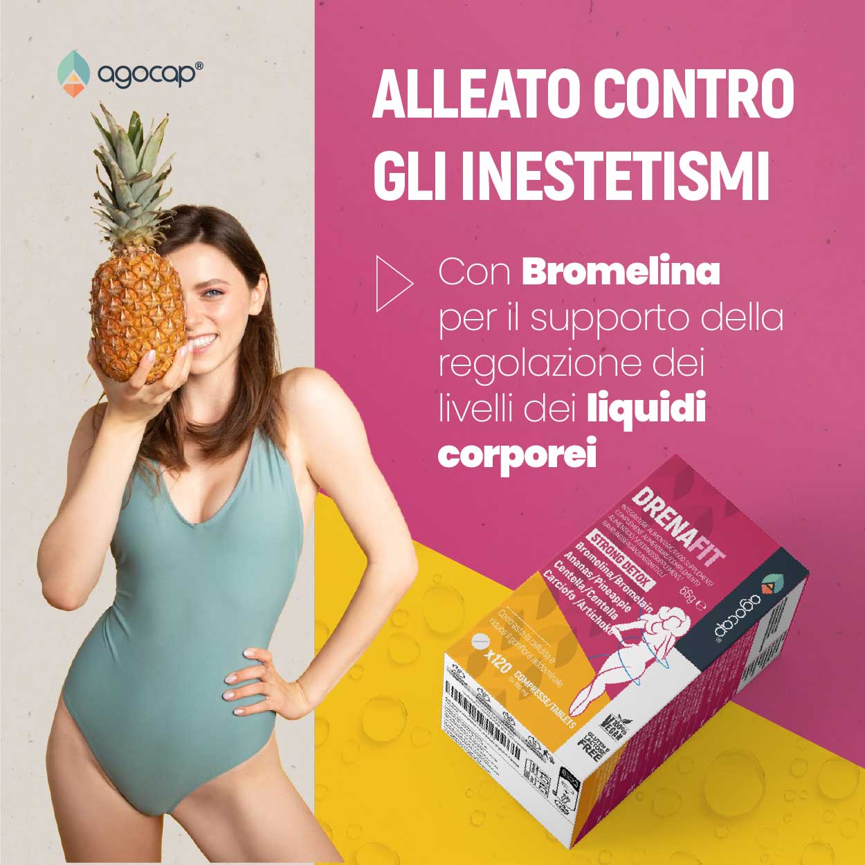 Agocap Detox DrenaFit complément drainant bromélaïne ananas