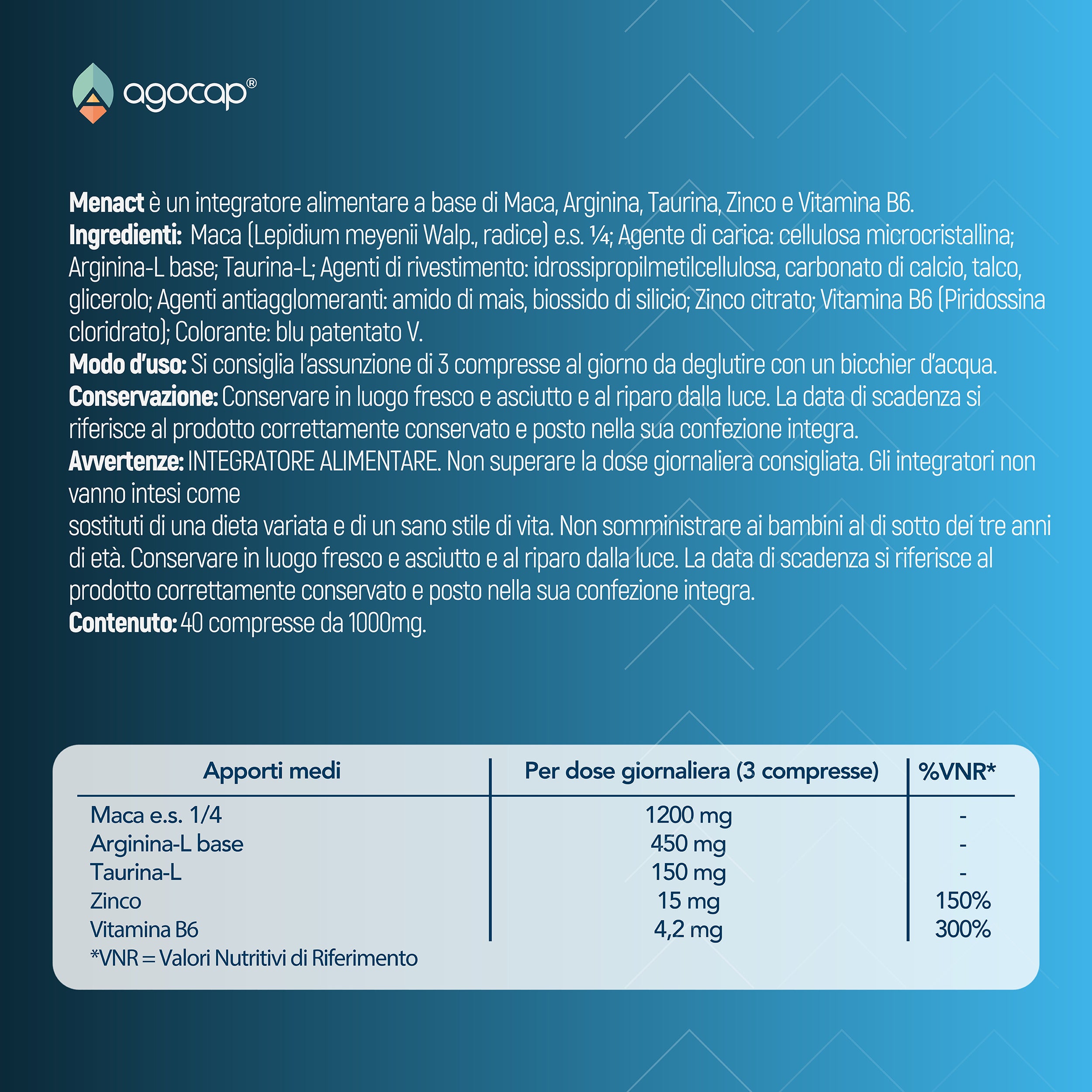 Agocap MENACT maca homme complément 40 gélules énergie