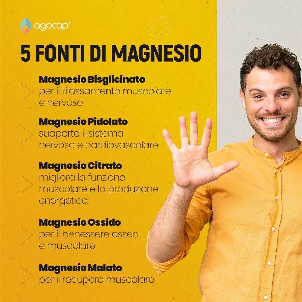 Agocap Stress e Stanchezza Magnesio 5 Fonti magnésium 5 sources