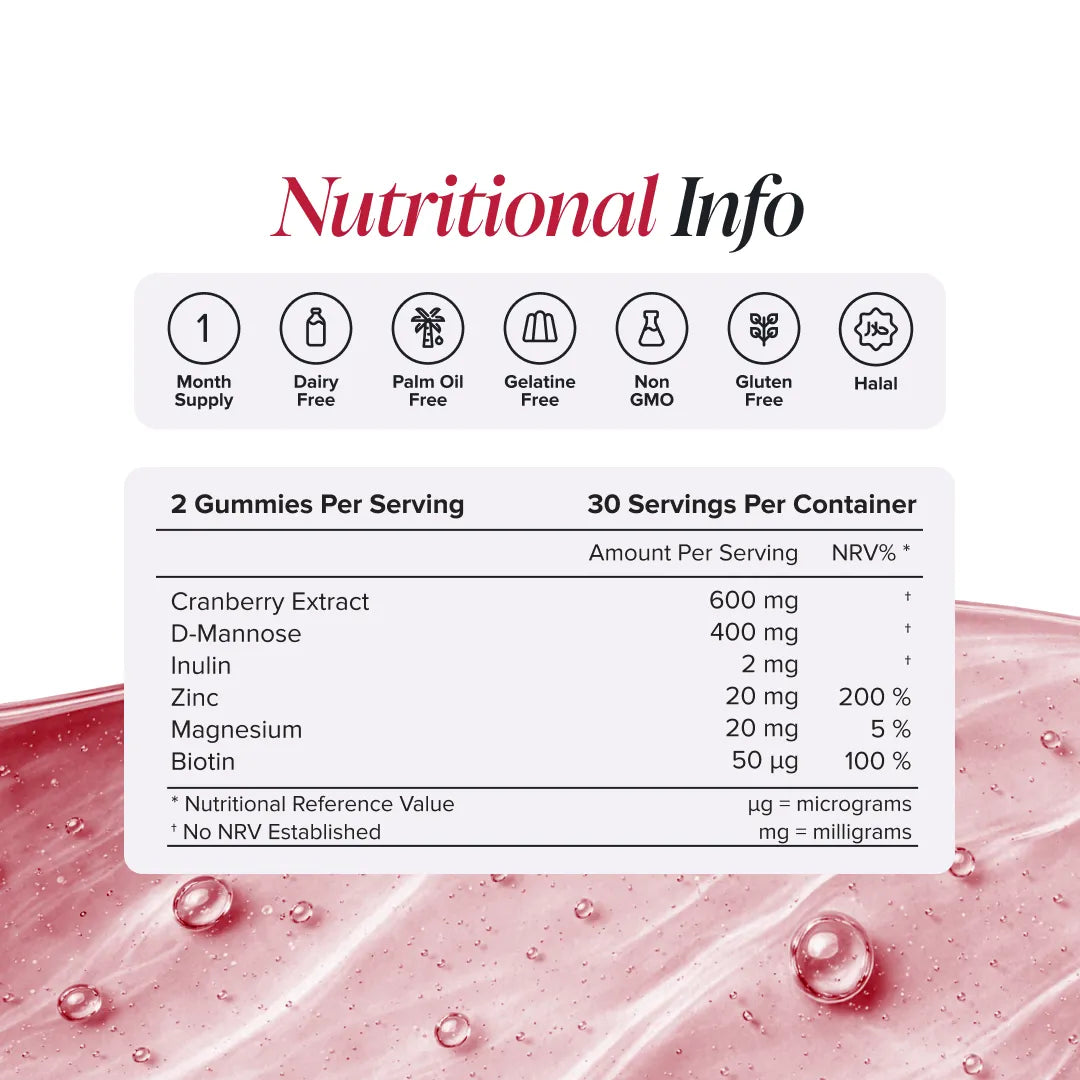 Novomins Santé intestinale Gummies Canneberge & D-Mannose fraise
