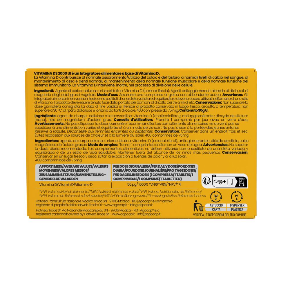 Agocap Vitamine e Minerali Vitamine D3 2000 UI micro-comprimés 400
