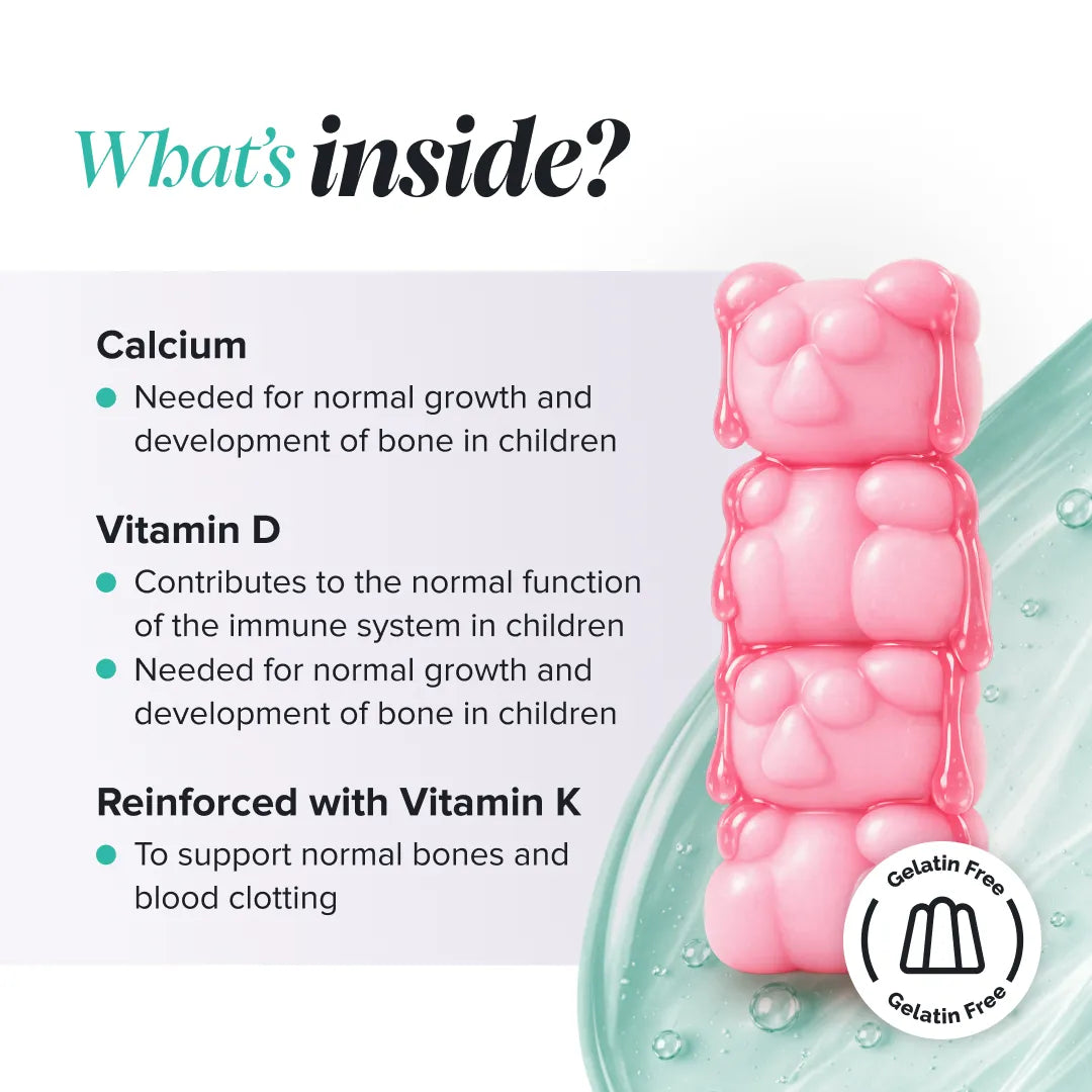 Novomins Croissance Gummies Calcium Vitamine D K2 Enfants Os