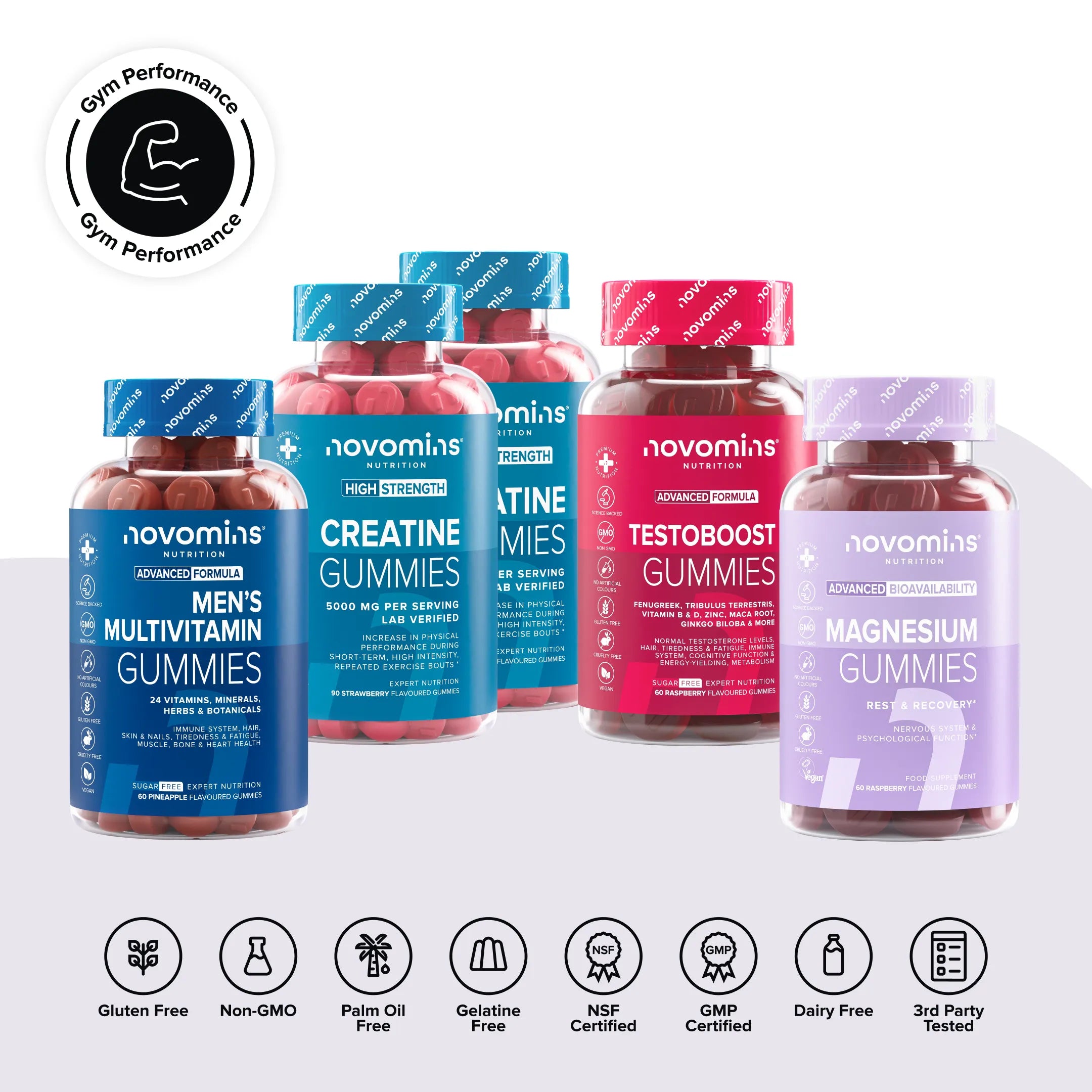 Novomins Coffret Performance Gym gummies homme 4-en-1 performance