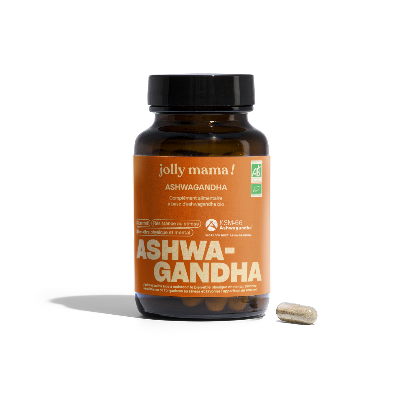 Jolly Mama Compléments Ashwagandha gélules KSM-66 600 mg 1 mois