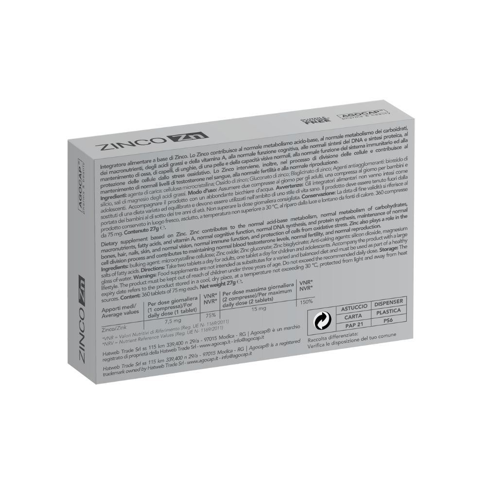 Agocap Zinc bisglycinate 15 mg 360 comprimés