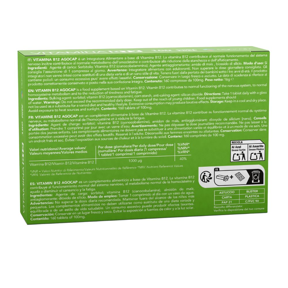 Agocap Vitamine e Minerali Vitamine B12 1000 mcg comprimés agrumes 160
